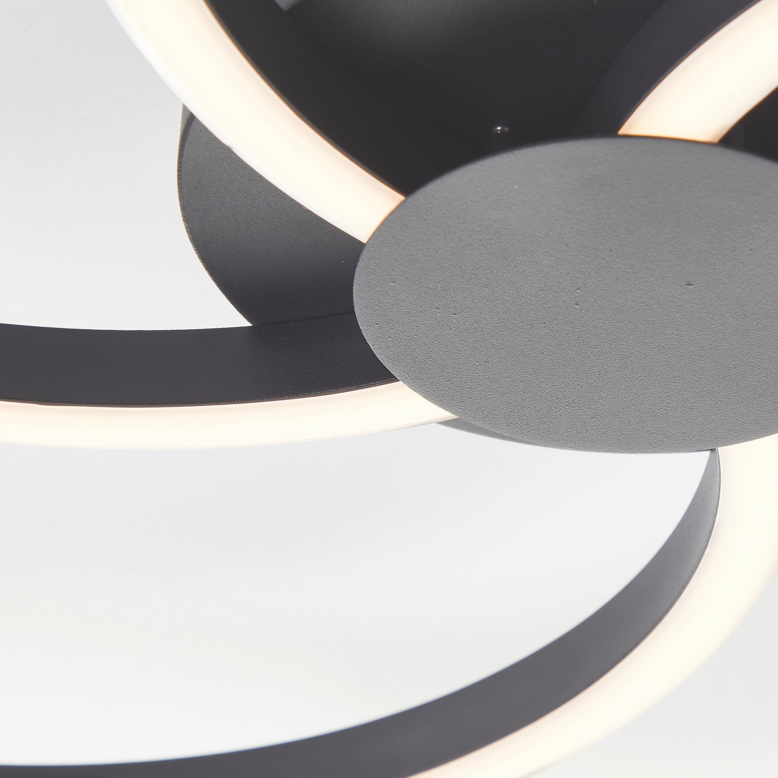 Brilliant LED Deckenleuchte Fico, Dimmfunktion, LED fest integriert, Warmweiß, Ø 57 cm, 3300 lm, 3000 K, 3-Stufen-dimmbar, Aluminium, schwarz
