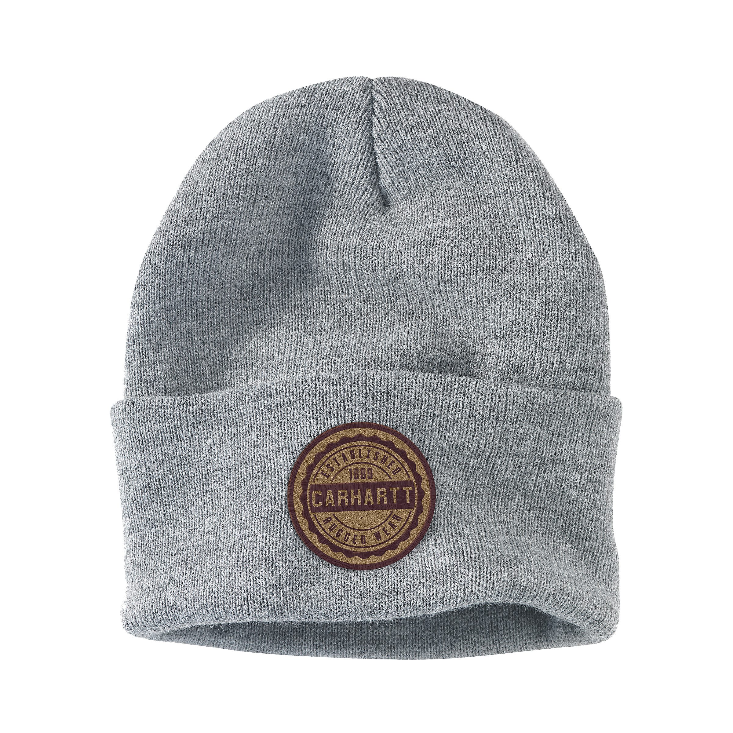 Carhartt Beanie Knit Rugged Wear Patch Beanie Heather Grau