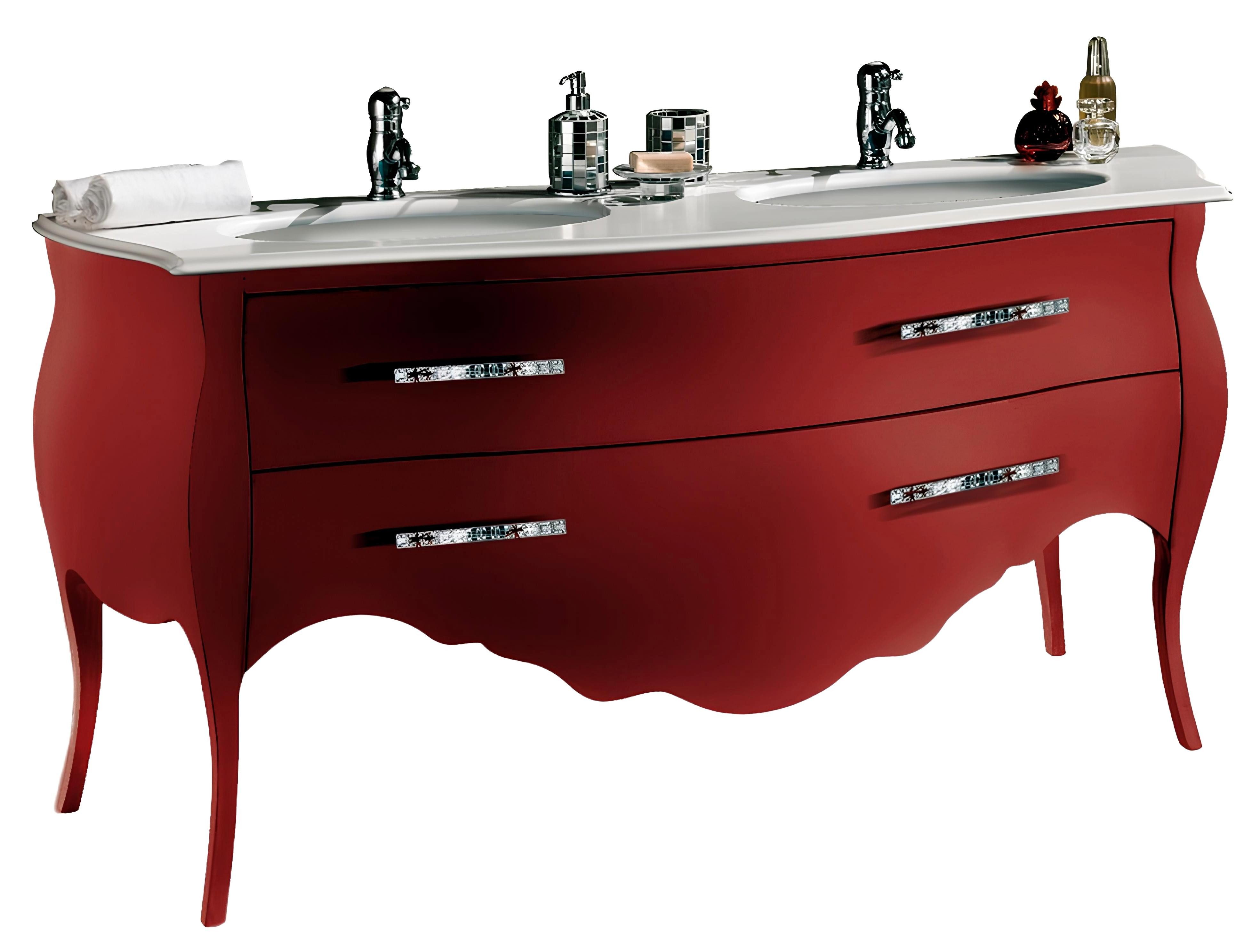 Xlmoebel Waschtisch Neuer roter Hängeschrank für das Badezimmer, 175cm lang, (Unterspülschrank), Hergestellt in Italy