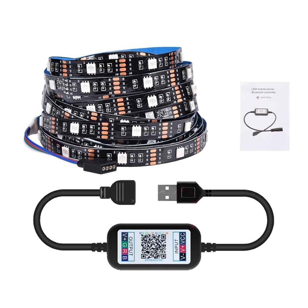 Rosnek LED-Streifen 1m-5m,5050 RGB,Musik Sync,USB App,Party wohnzimmer Deko, TV Hintergrund-Beleuchtung