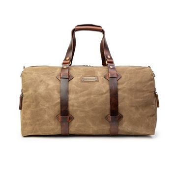 DRAKENSBERG Reisetasche Weekender »Cody« Khaki-Sand, wetterfeste Vintage Sportasche aus gewachstem Canvas und Leder