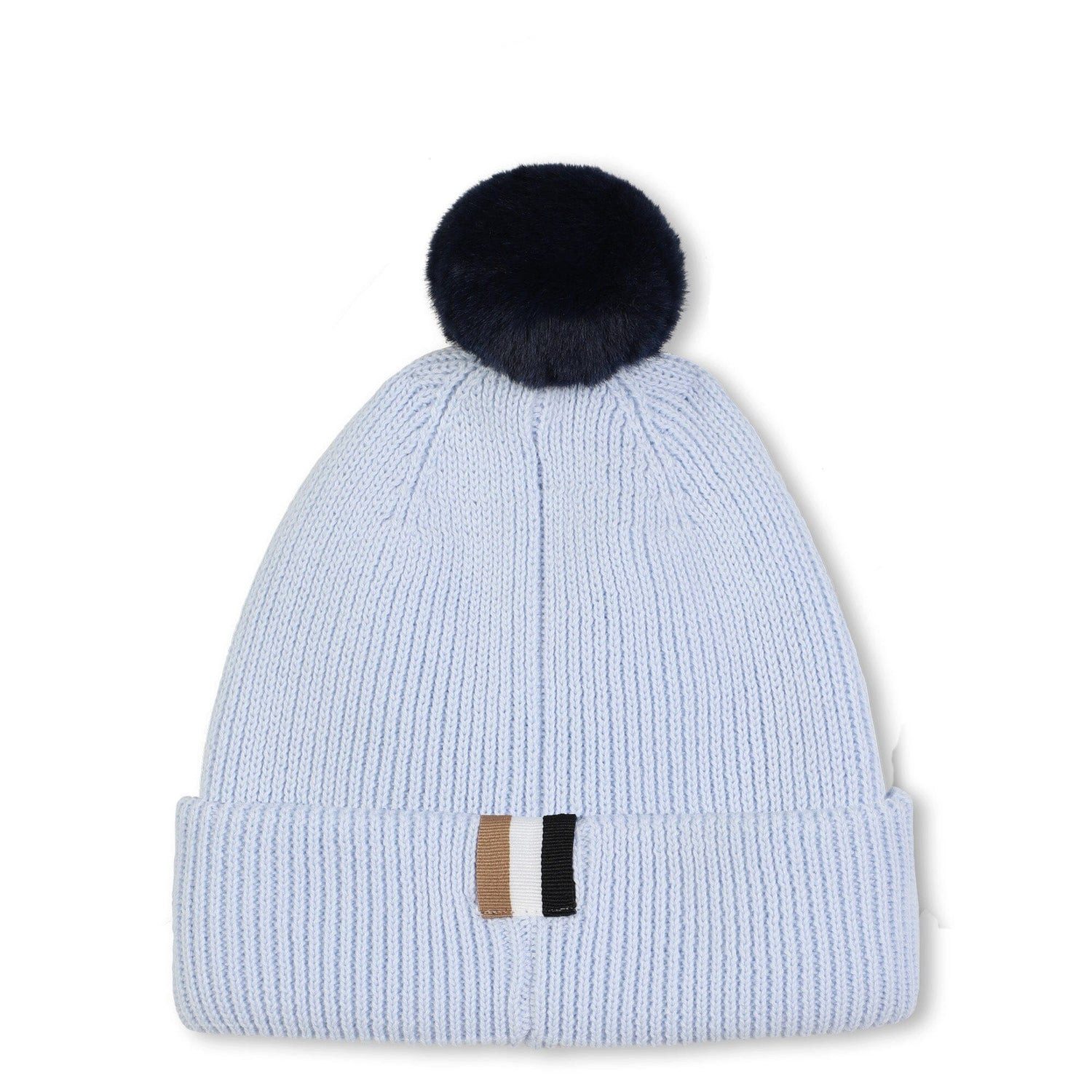 BOSS Strickmütze BOSS Kids Strickmütze mit Bommel himmelblau