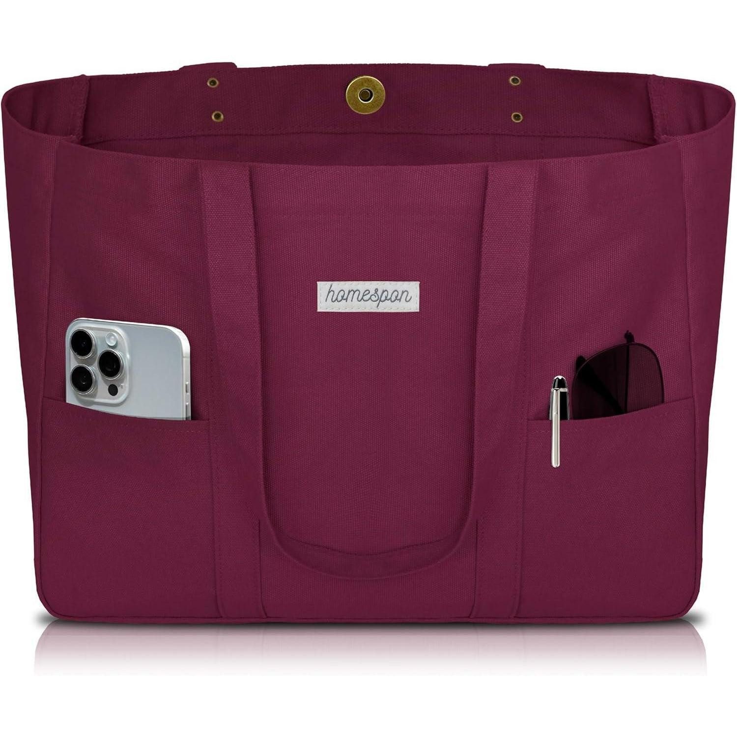 LuxusKollektion Shopper Canvas Tote Bag Damen Umhängetasche Shopper Laptopfach groß braun