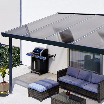 GUTTA Terrassendach Premium, BxT: 611x506 cm, Bedachung Doppelstegplatten, BxT: 712x506 cm, Dach Polycarbonat bronce