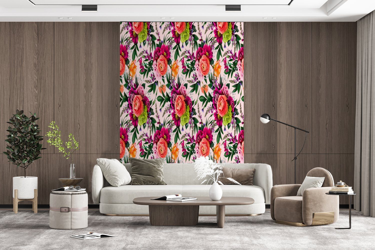 - Wandtapete Muster MuchoWow Tapete Montagefertig bedruckt, Wohnzimmer, für St), Farben, Vinyl Fototapete - Blumen (3 Matt,