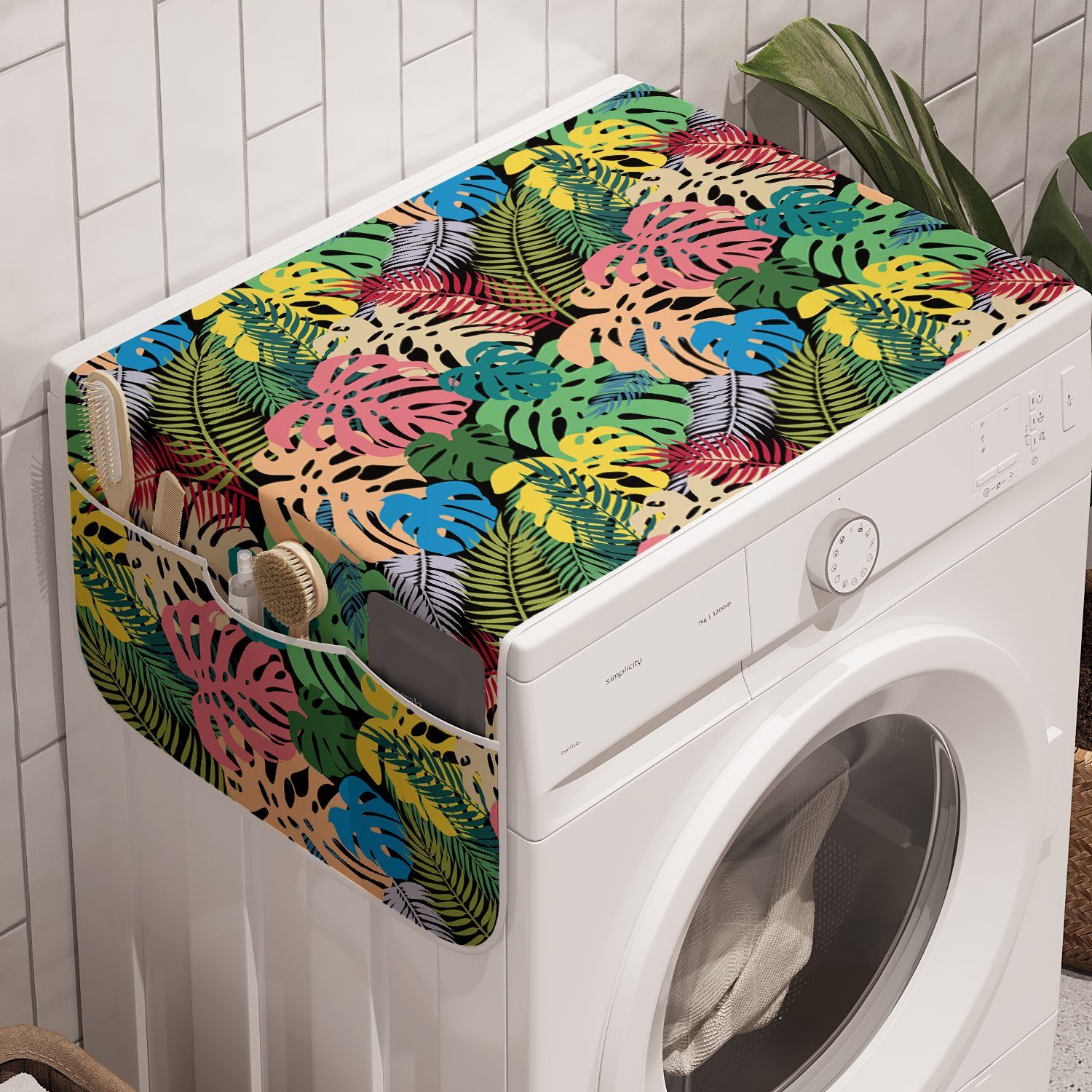Abakuhaus Badorganizer Anti-Rutsch-Stoffabdeckung für Waschmaschine und Trockner, Bunt Rainbow Colored Hawaiian