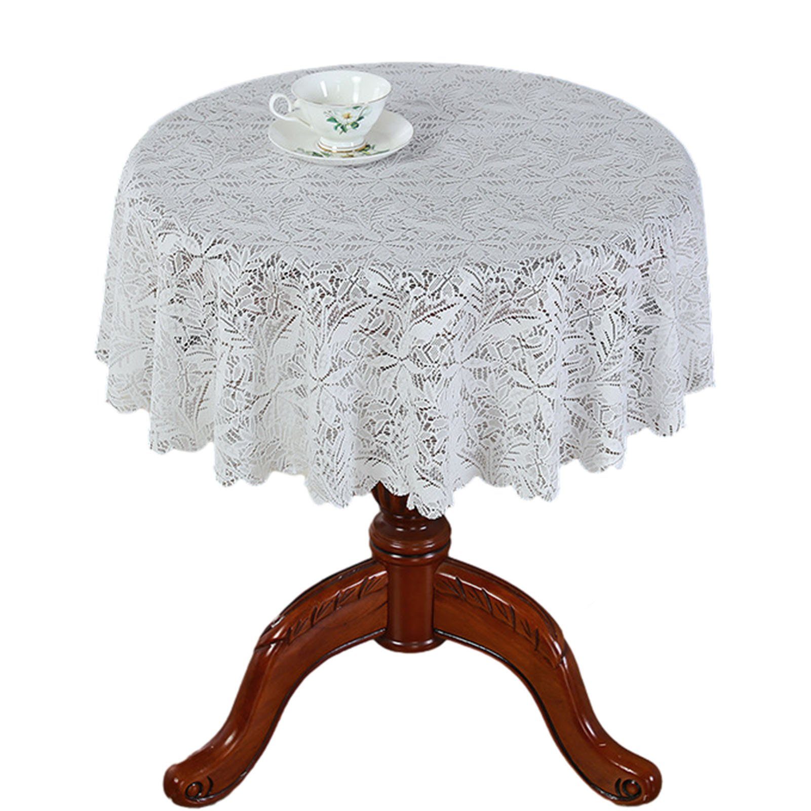 Tischschonbezug Spitzentischdecke Dekorative Stilvolle Blusmart Runde In Weißer Farbe,
