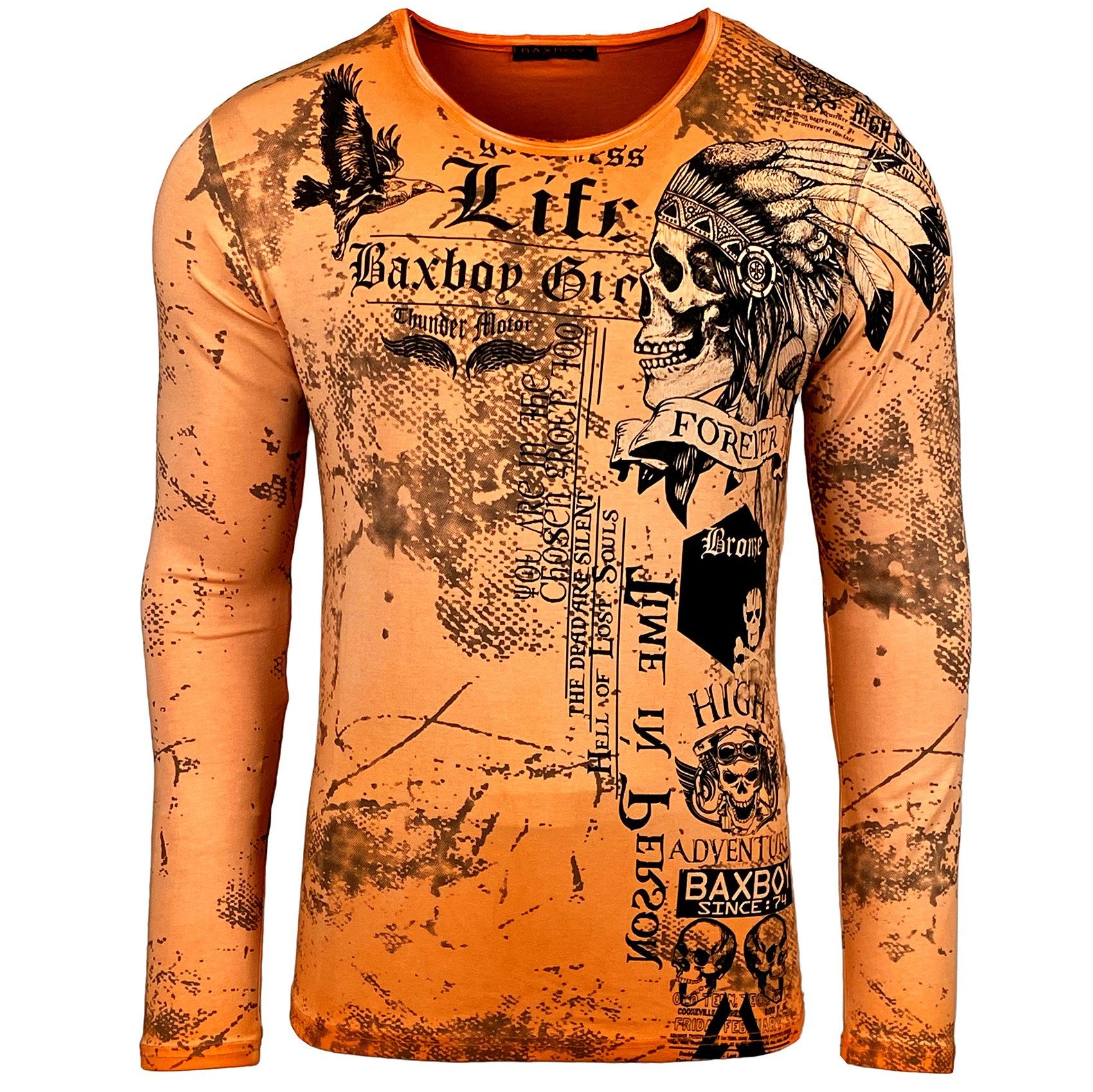 Baxboy Longshirt Back Herren Front All Baxboy Longsleeve & Plakativer Orange 708 Print Over