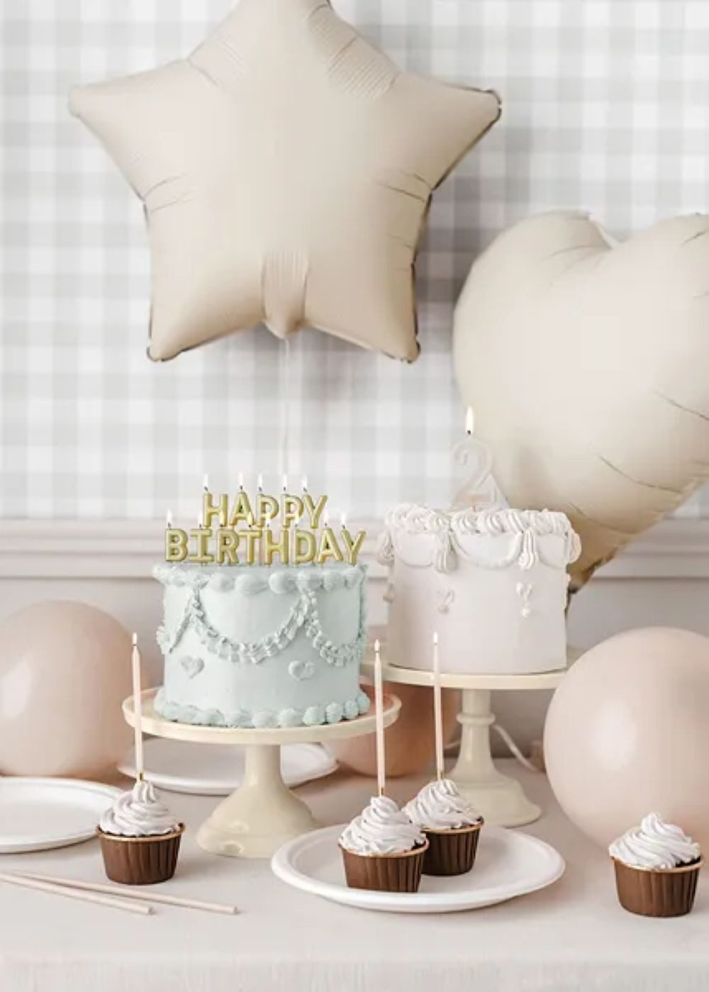 partydeco Geburtstagskerze Geburtstagskerzen 'Happy Birthday' 2,5 cm, Gold