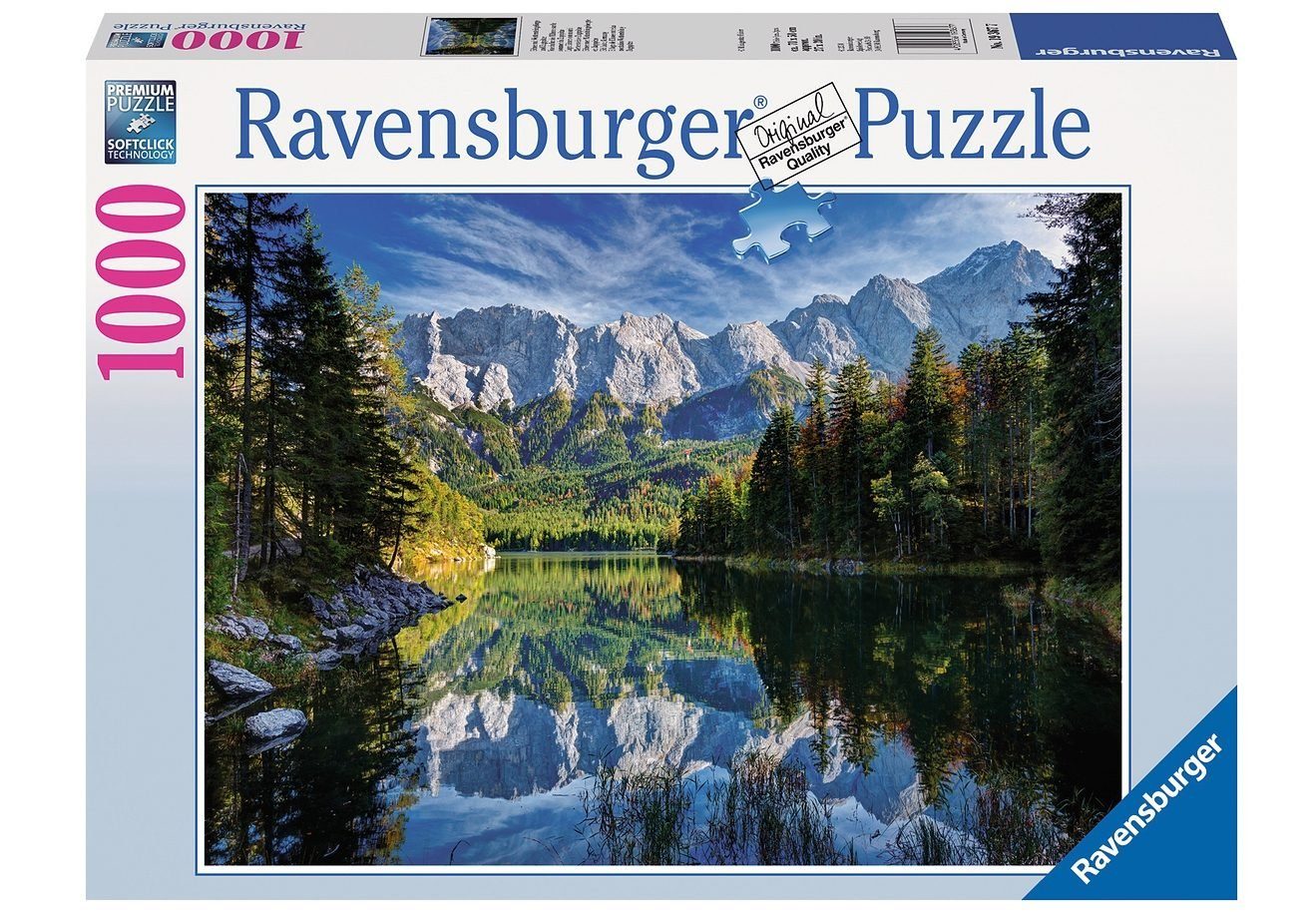 Ravensburger Puzzle Eibsee mit Wettersteingebirge und Zugspitze, 1000 Puzzleteile, Made in Germany, FSC® - schützt Wald - weltweit