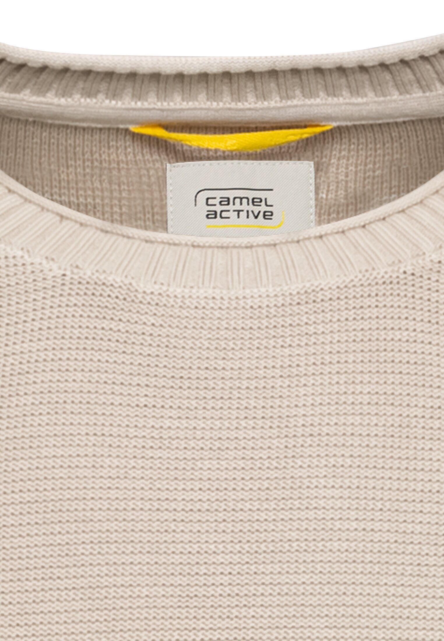 camel Leder-Brandlabel Organic Beige active Strickpullover aus Cotton