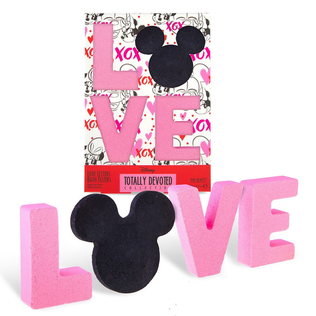 Disney Badezusatz Mickey & Minnie Mouse 3D Badebomben LOVE Badefizzer Geschenkset, 4-tlg.