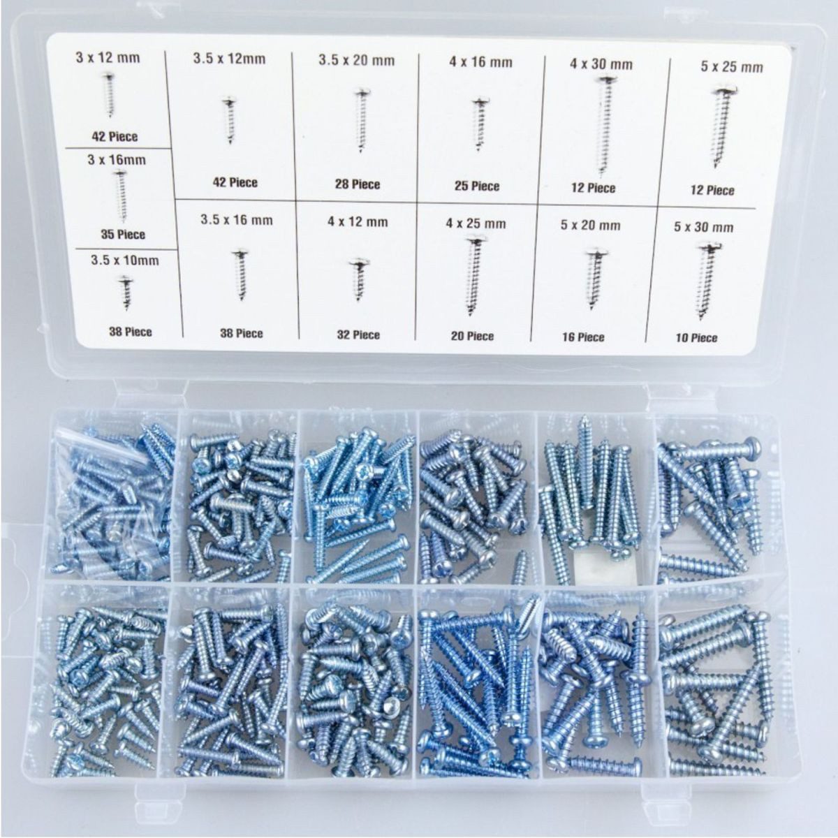 Benson Tools Schrauben-Set Kreuzschlitz Blechschrauben Sortiment 350tlg. verschiedene Größen, (350 St), mit Linsenkopf