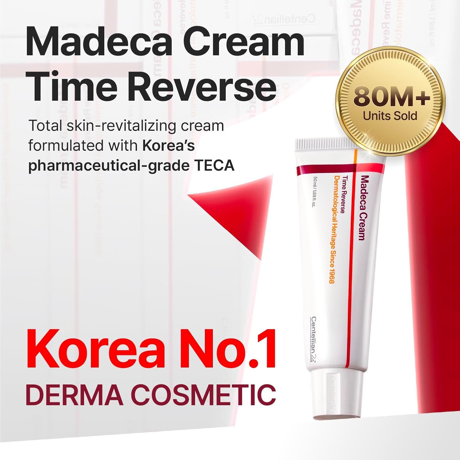 Centellian24 Tagescreme Madeca Cream Time Reverse 50ml – Gesichtscreme mit Centella Asiatica Madeca Cream Time Reverse Season, intensive Pflege für face & skin