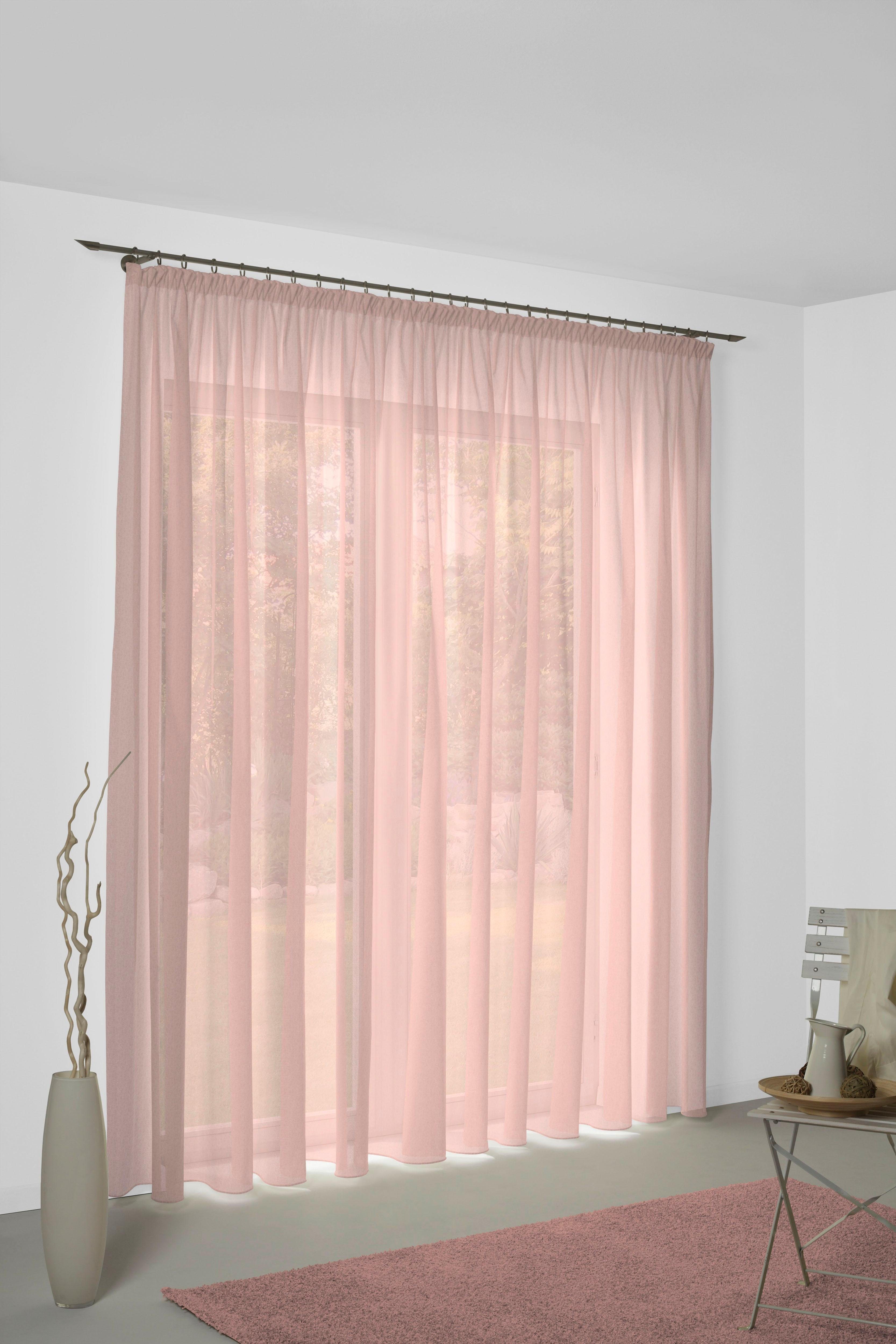 Vorhang Sunday, Wirth, Kräuselband (1 St), halbtransparent, Jacquard rosa