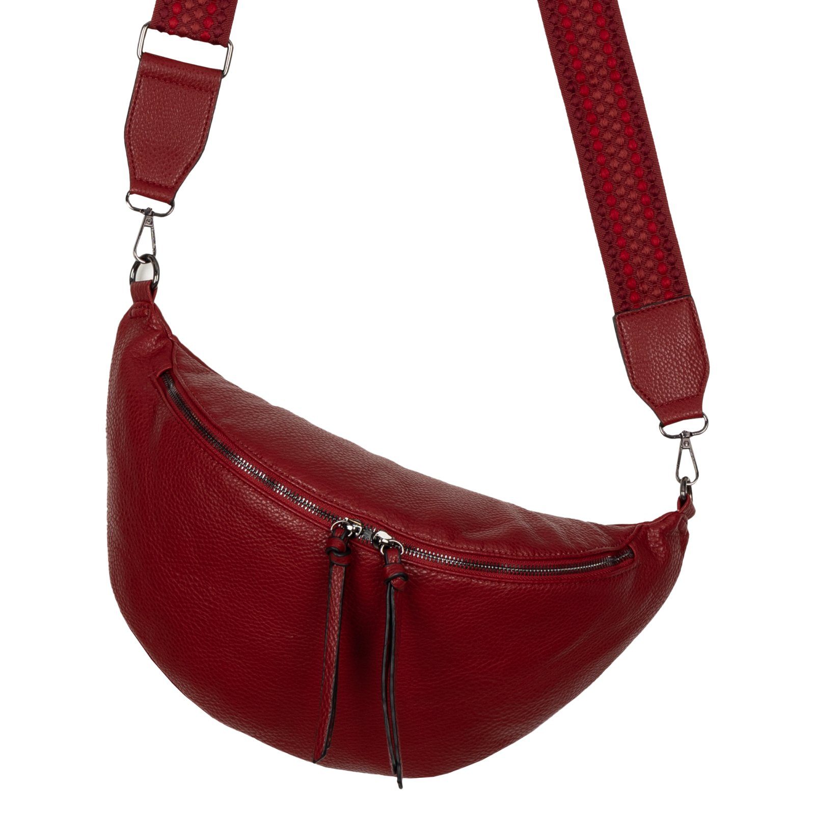 EAAKIE RED Kunstleder Hüfttasche als Gürteltasche Bauchtasche Crossbody-Bag Umhängetasche CrossOver, tragbar Schultertasche, Umhängetasche Italy-D,