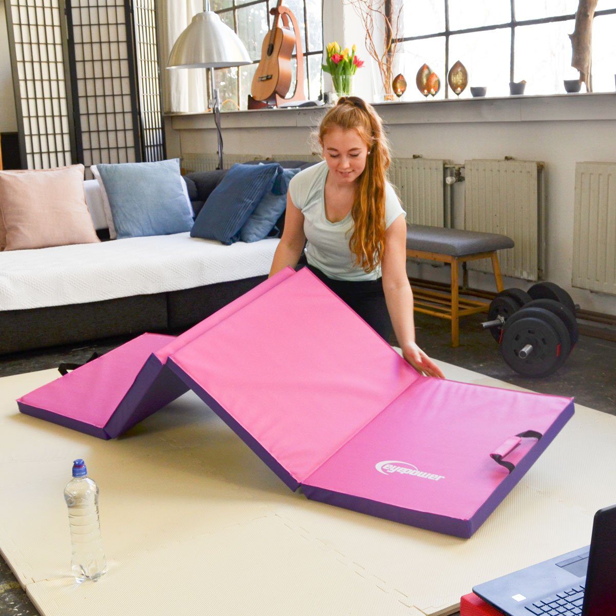 Bodenmatte, und eyepower Weichbodenmatte Turn- pink Sport-, XL Gymnastikmatte Fitnessmatte