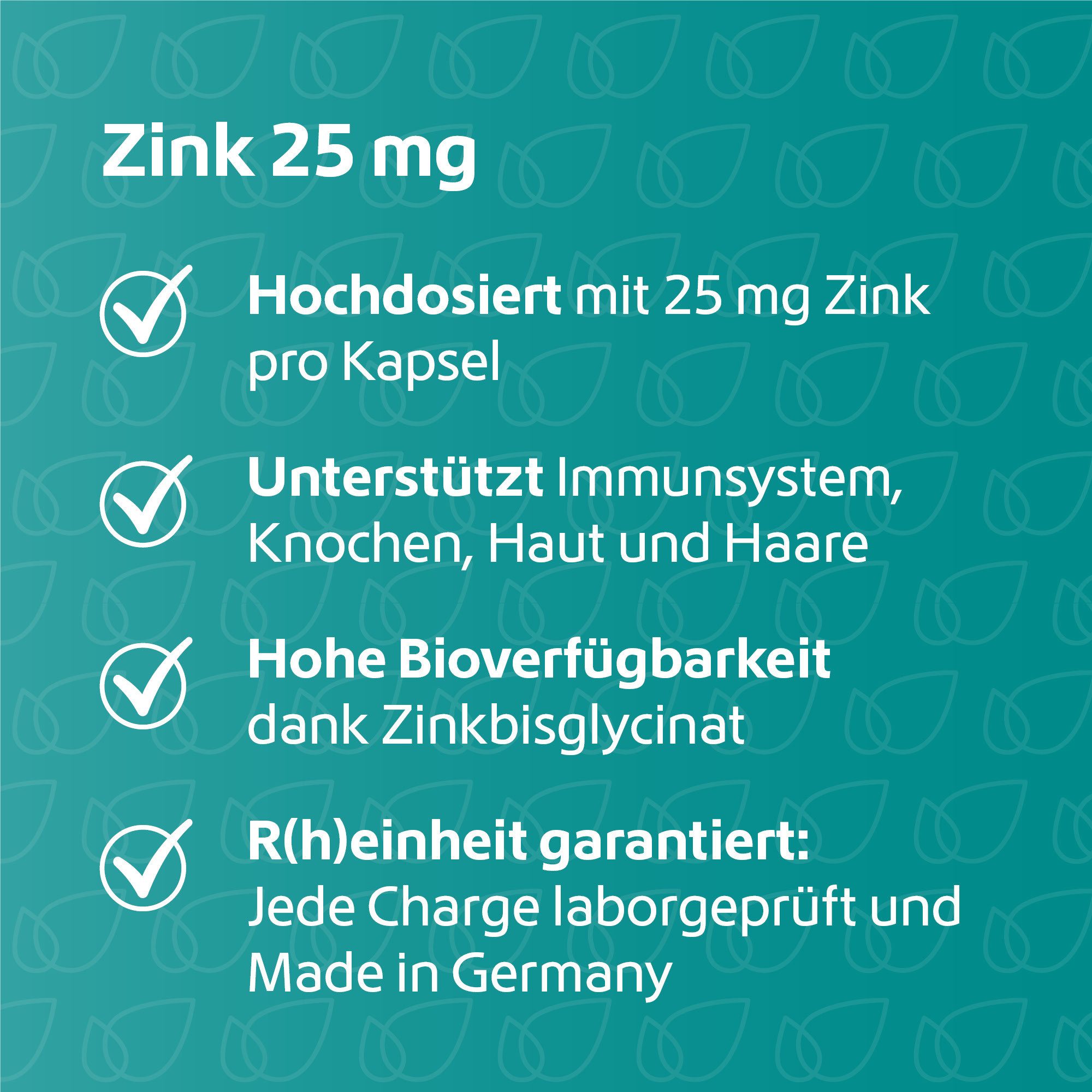 R(h)ein Nutrition Zink 25 mg Immunsystem Plus hochdosiert + vegan Kapseln, 120 St., 40.5 g