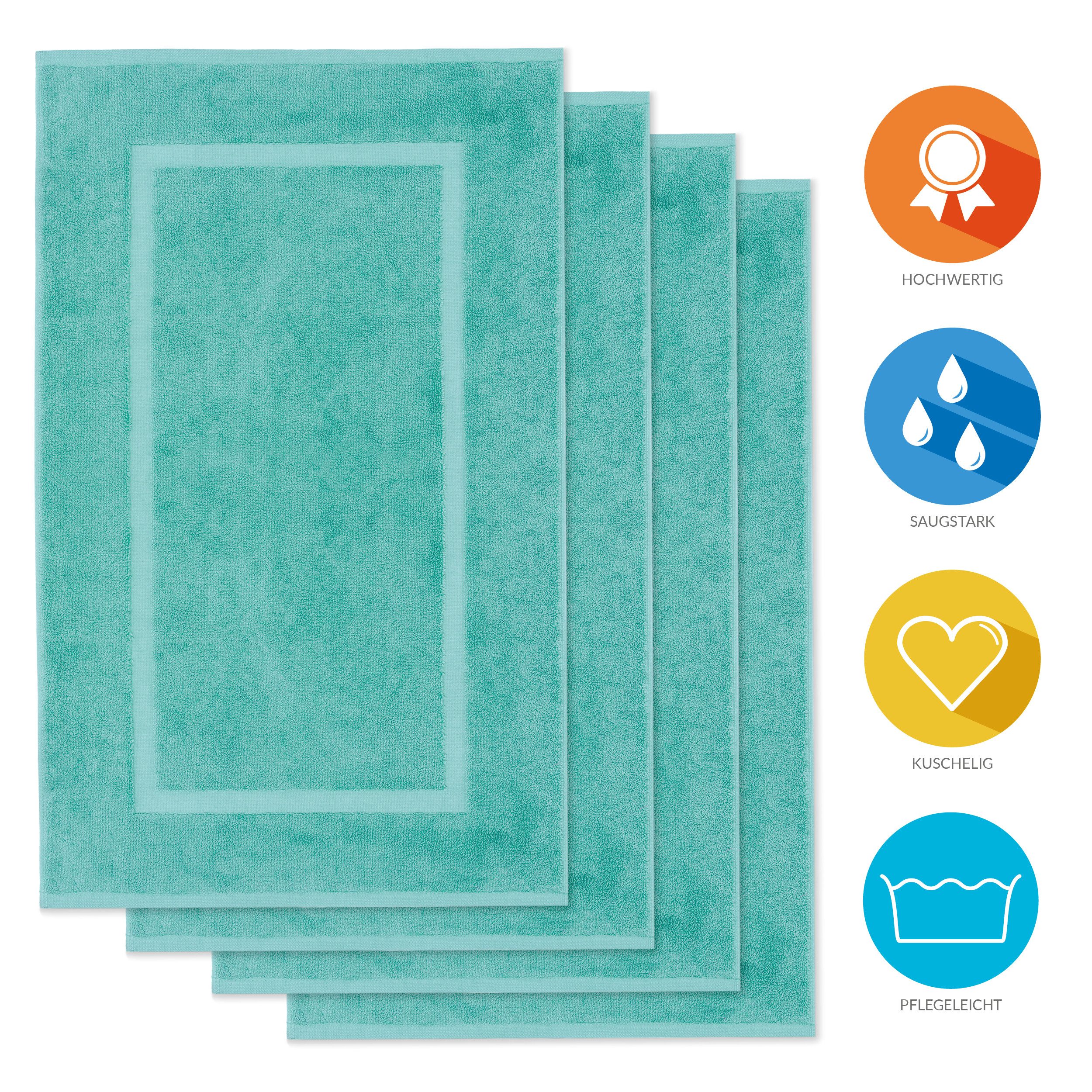 Lavea Badematte 4er Set Badeteppiche Elena Frottee 50x80 cm Badvorleger, 100% Baumwolle, 500 g/m² Frottier, weich & saugstark, pflegeleicht – Bild 2 von 5