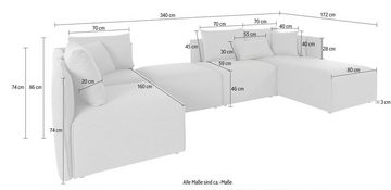 andas Wohnlandschaft Nöre U-Form, 5 Teile, in vielen Bezugsqualitäten und Farben s. auch "Nöre"