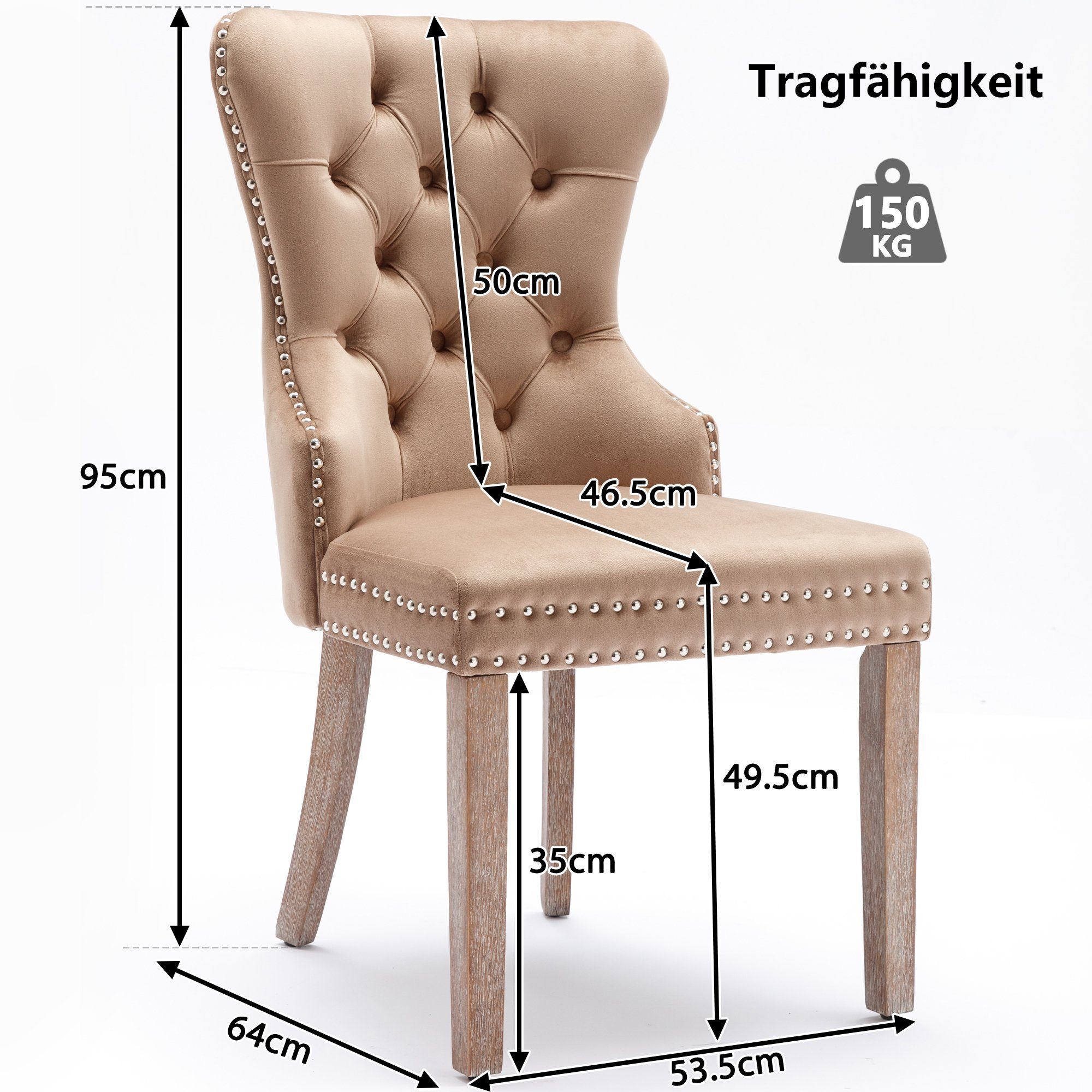 Flieks Esszimmerstuhl (Set, 2 St), 2er Set Polsterstühle Küchenstühle Wohnzimmer Schminkstuhl Samt