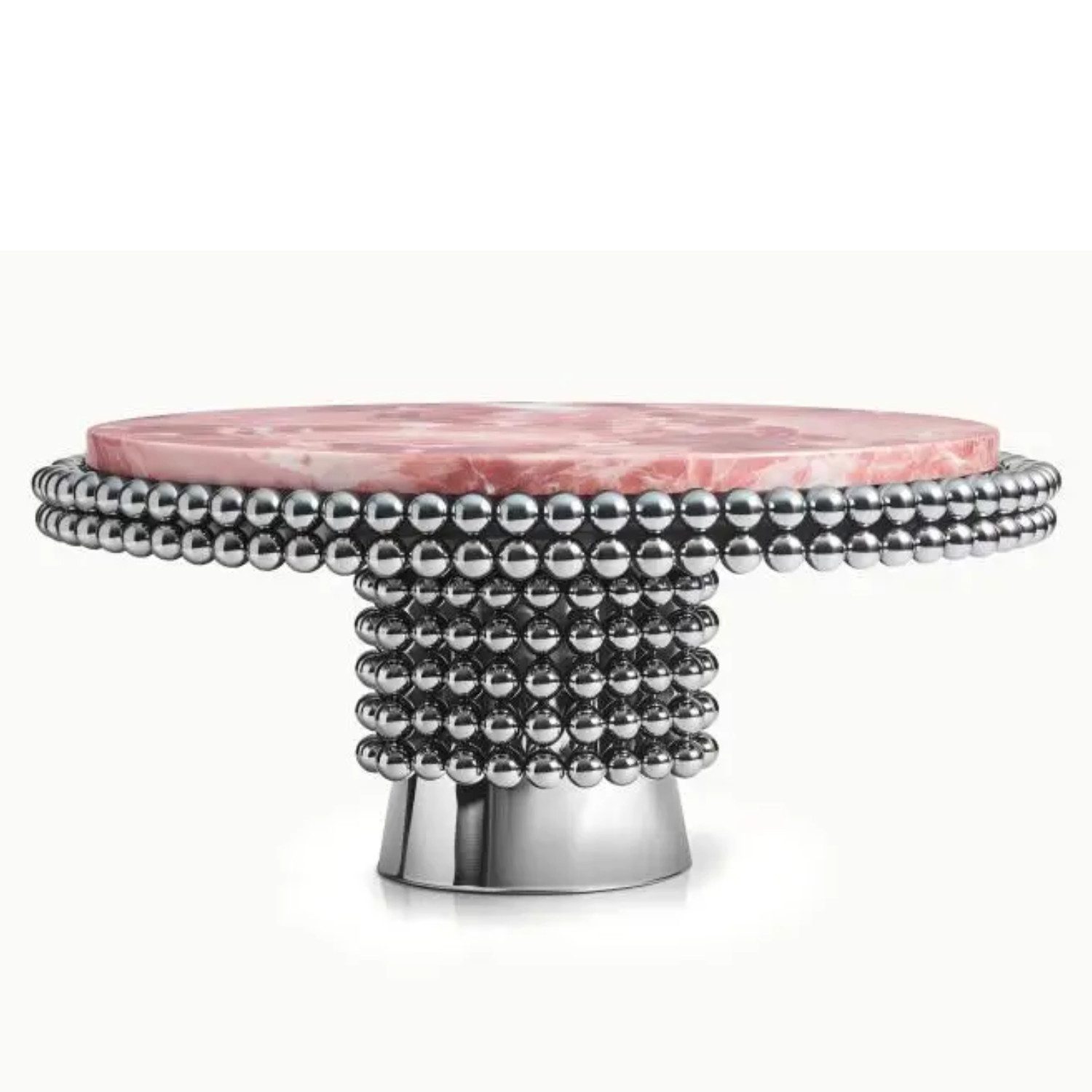 mukuhi Esstisch Esstisch Rund Rosa Silber 120 cm Edelstahl Design Luxus