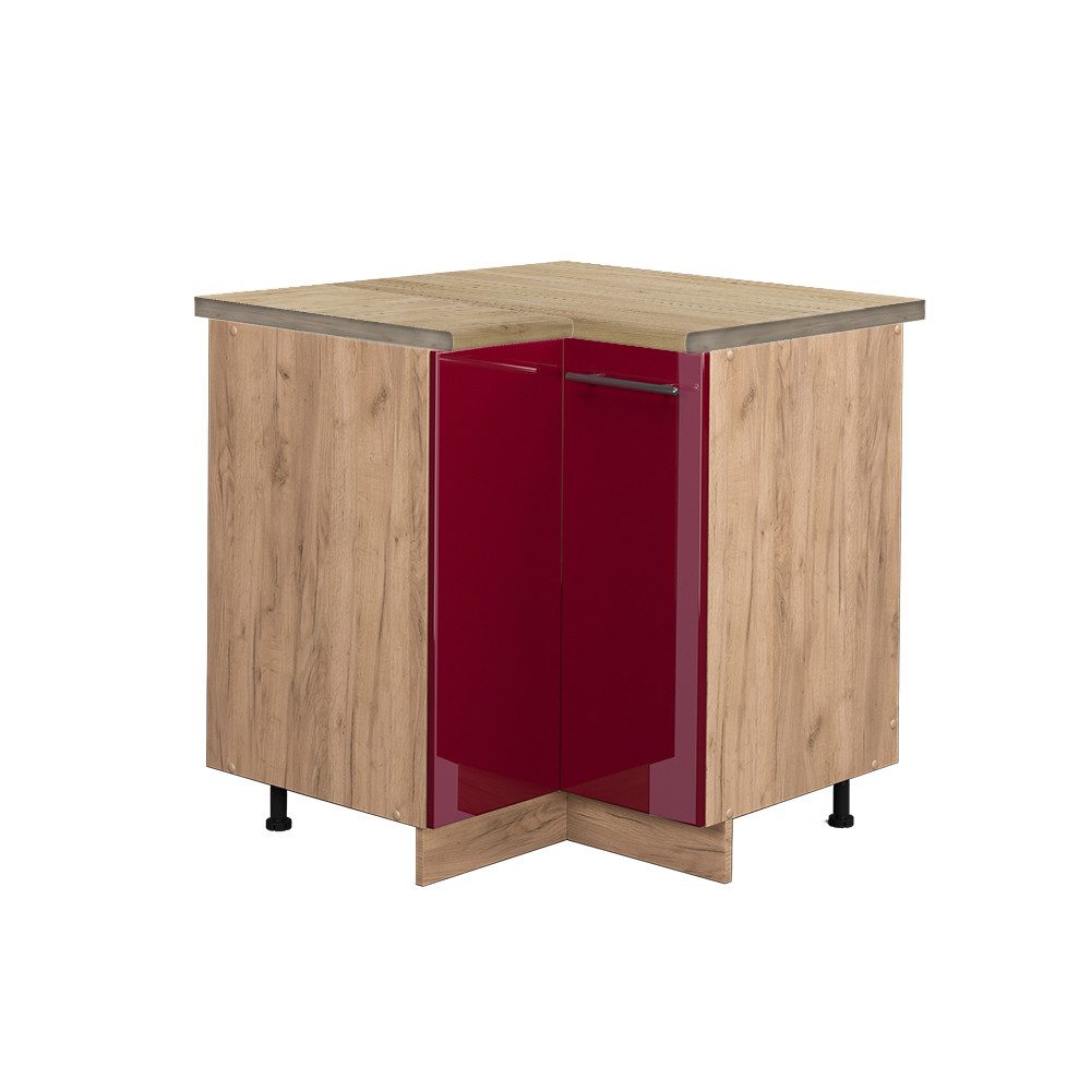 Vicco Eckunterschrank Fame-Line, Bordeaux Hochglanz/Goldkraft Eiche, günstig online kaufen