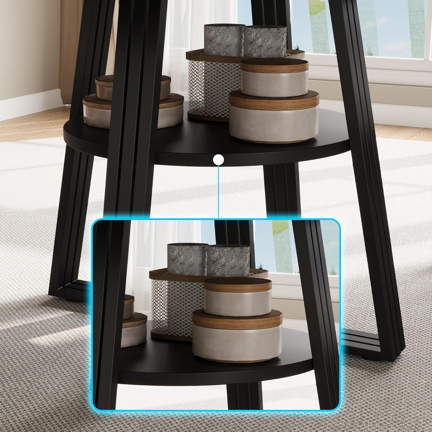 GarveeMore Esstisch Runder für 4-6 Personen,120 cm,Landhausküchentisch mit Stauraum, Küchentische für Esszimmer,Küche,Wohnzimmer,Wohnung – Bild 5 von 5