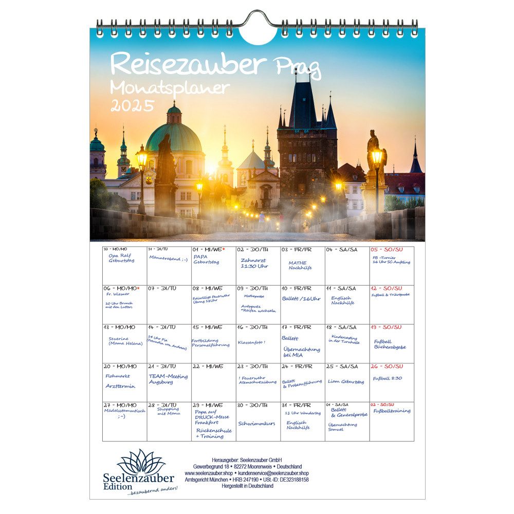 Seelenzauber Wandkalender Reisezauber Prag Wand Planer Kalender für
