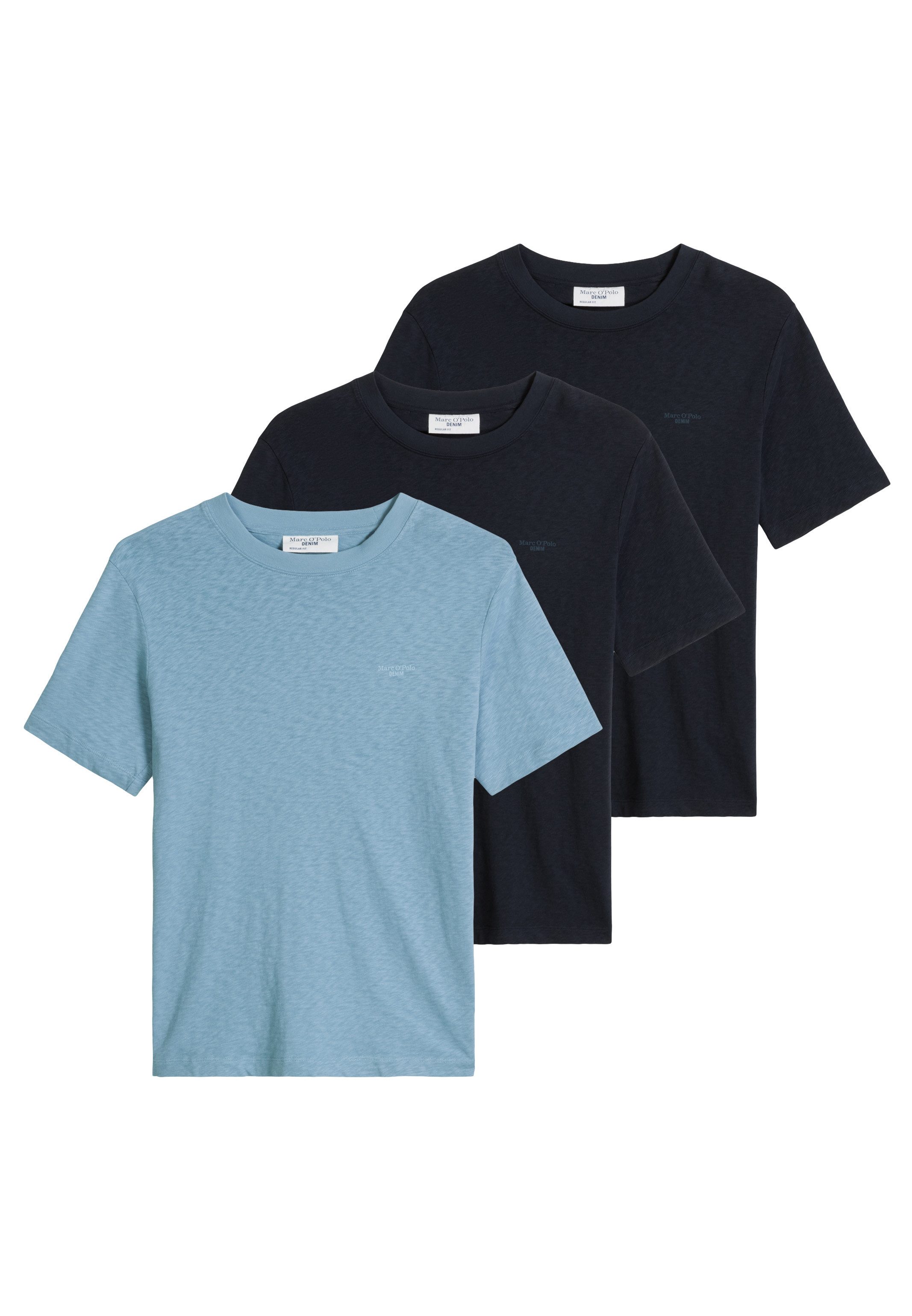Marc O'Polo DENIM T-Shirt 3er Pack Basic (Spar-Set, 3-tlg) T-Shirt - Baumwolle - Atmungsaktiv - Weiche Baumwolle