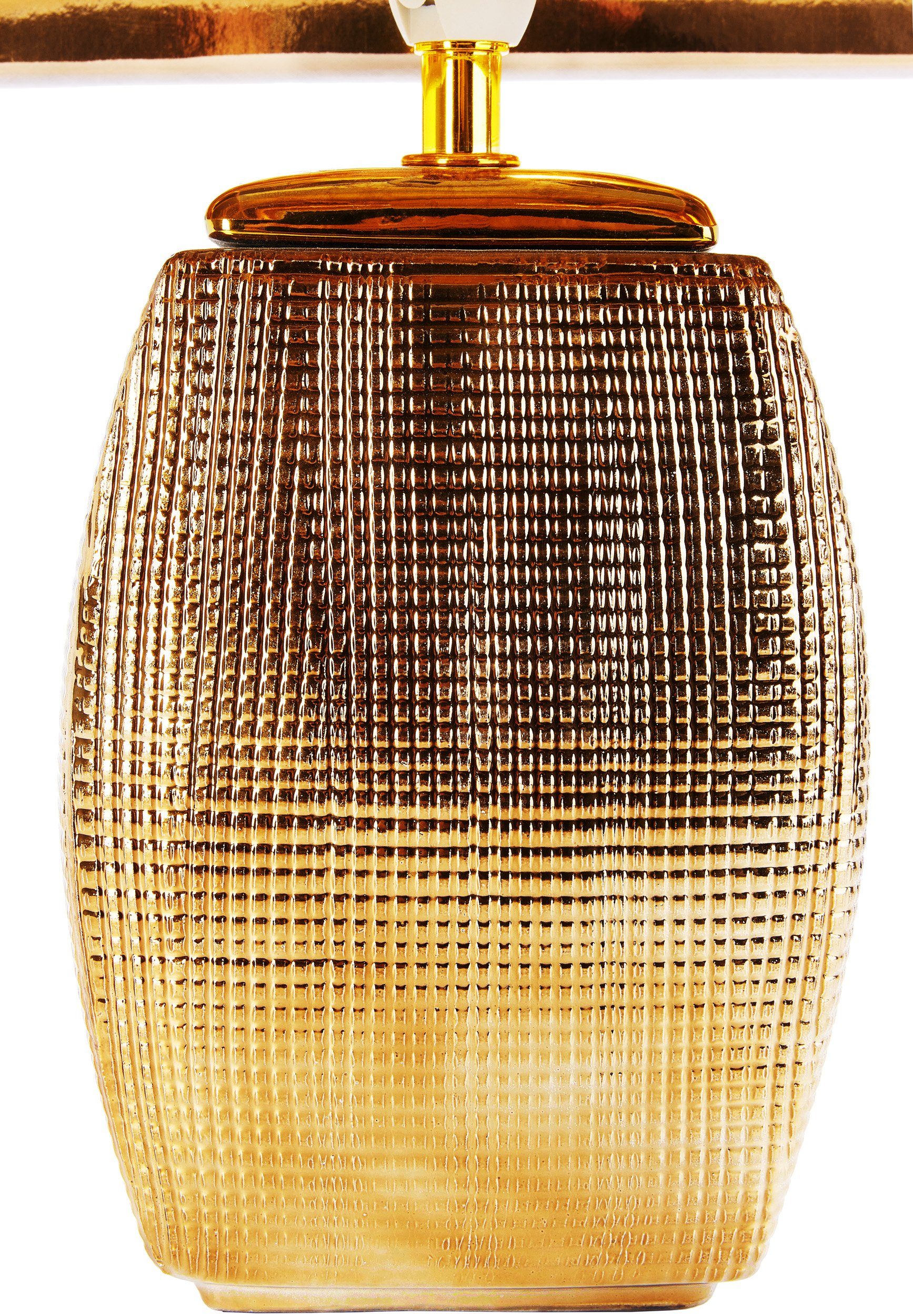 BRUBAKER Tischleuchte Nachttischlampe Gold - Leuchtmittel, Tischlampe Keramikfuß, Tischleuchte Gold, moderne Ohne