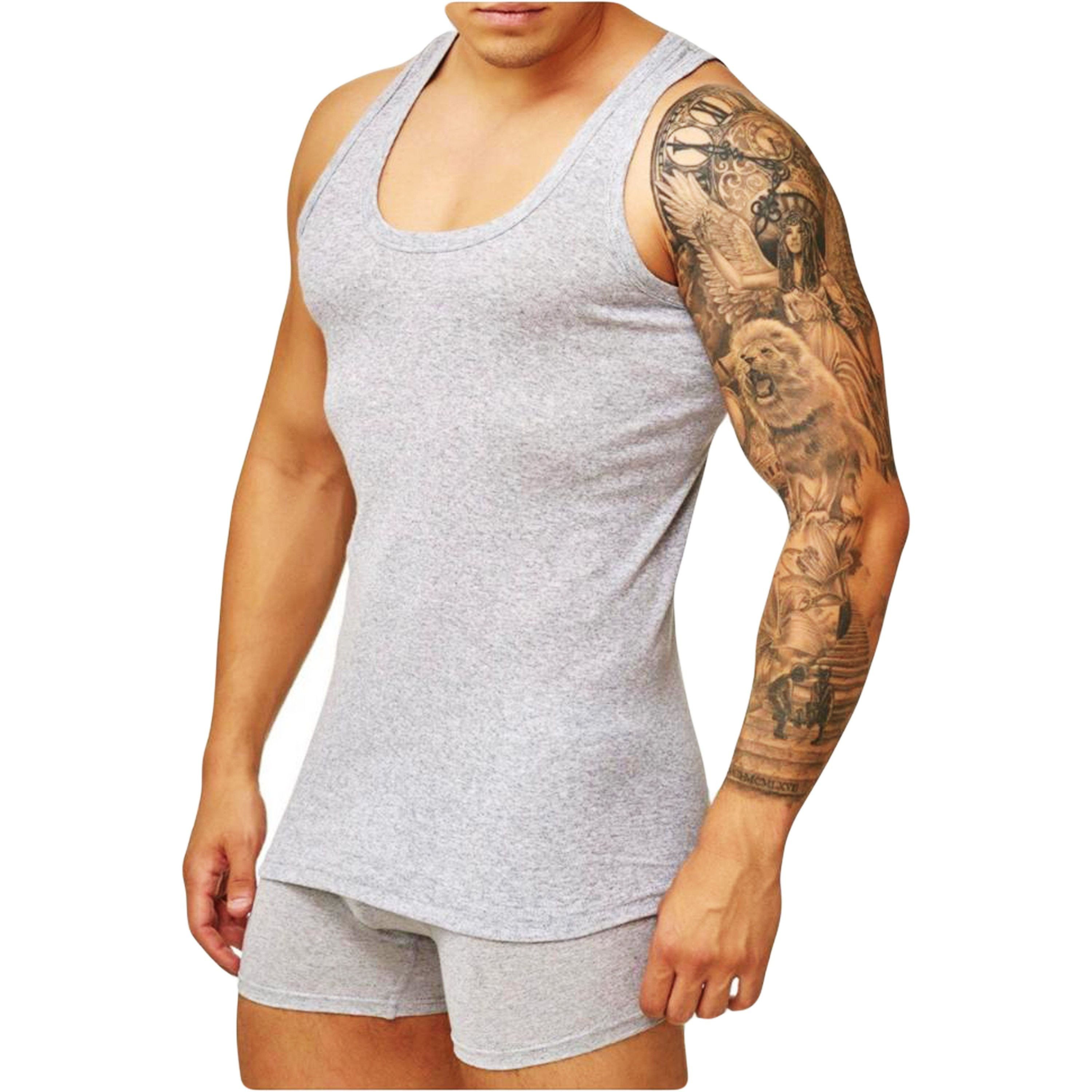 Unterhemd 4er Pack Herren Unterhemd Achselhemd 100% Baumwolle Tank Top Feinripp