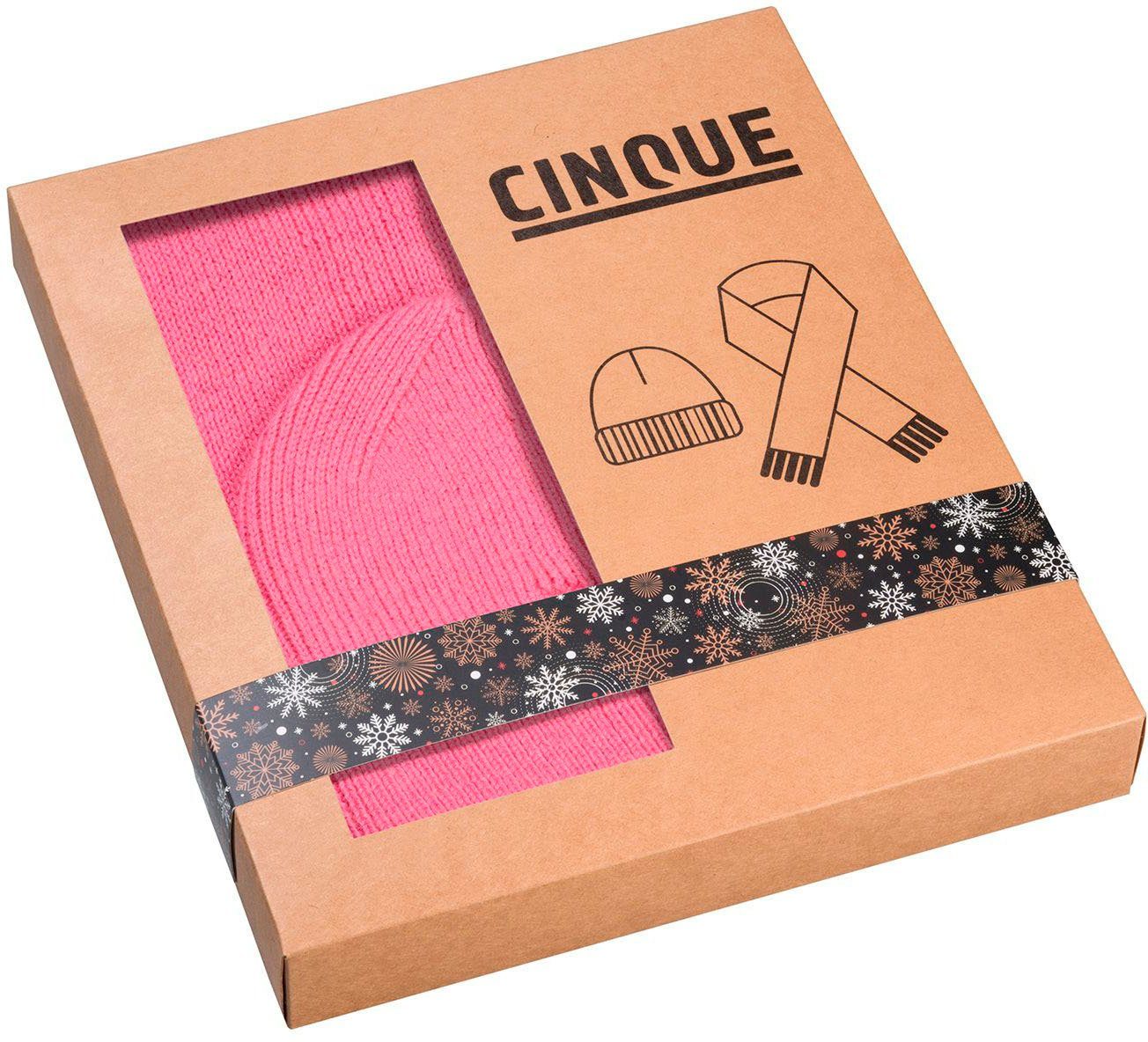 Geschenkbox, in Weihnachtsgeschenk 2-St), & Strickschal, Mütze (Set, pink Cinque Schal
