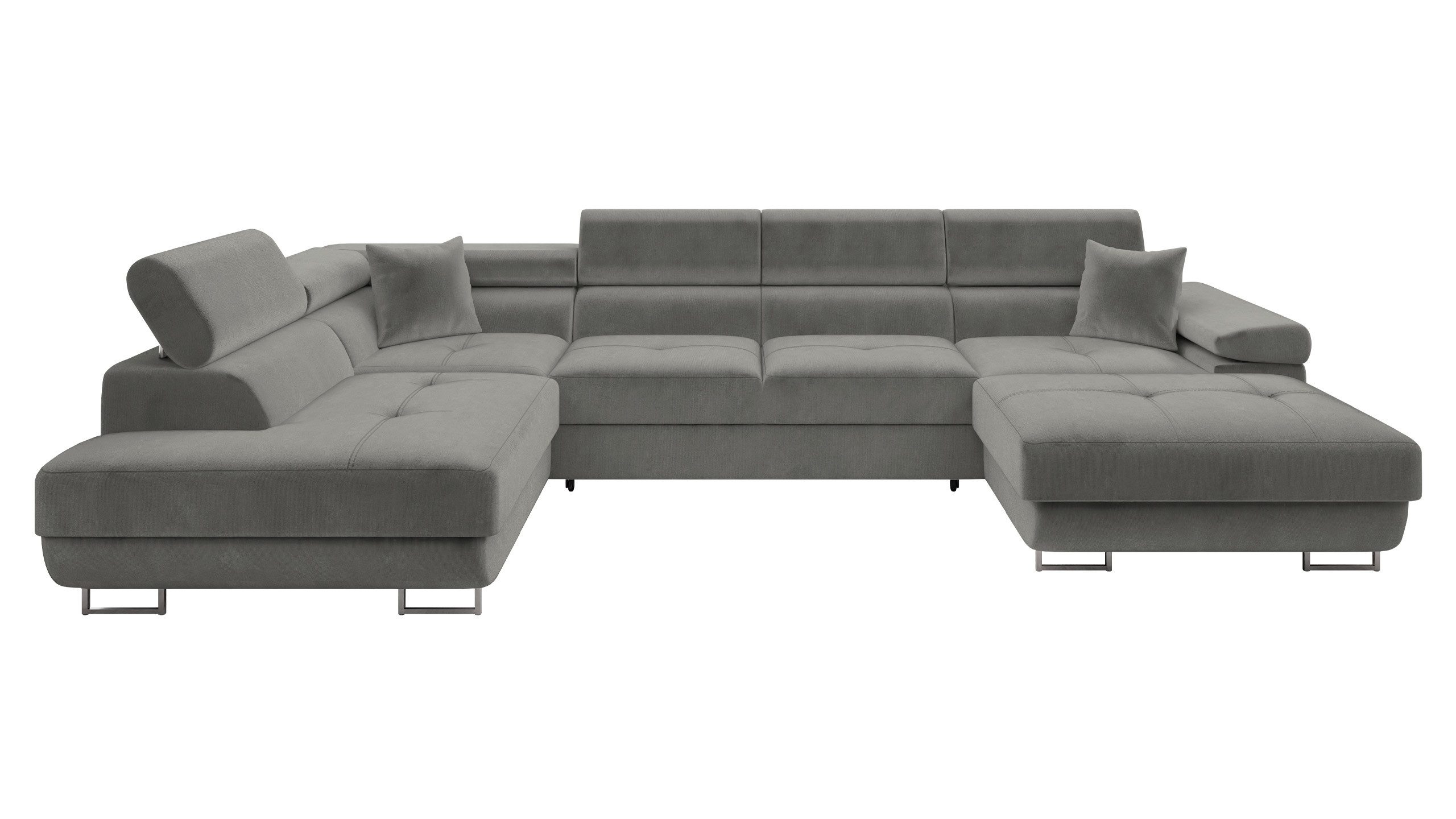 MIRJAN24 Wohnlandschaft Torezio Bis, mit Bettkasten und Schlaffunktion, Einstellbare Kopfstützen, 346x203x70-90 cm, U-Form
