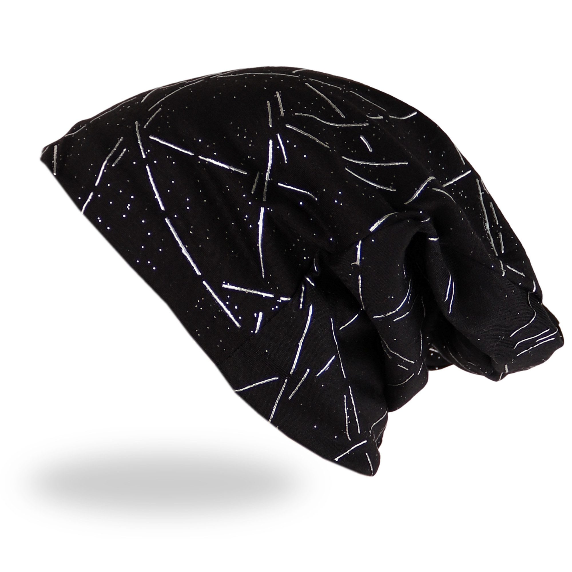 MIRROSI Beanie Unisex Beanie Slouch Mütze Uni, mit Glitzer, Wasched Look (Für Damen und Herren) Onesize, leicht und bequem