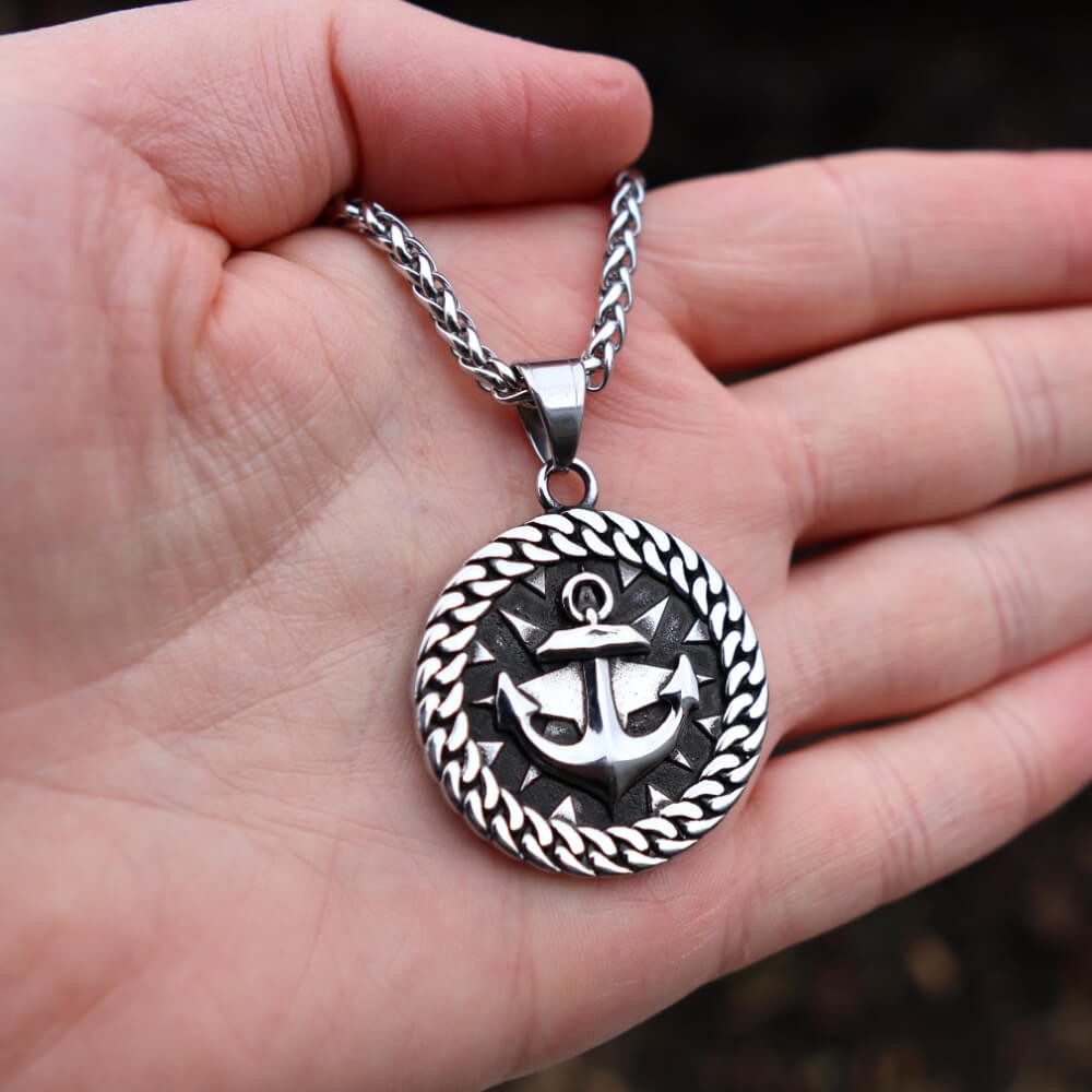 DALMARO Kette mit Anhänger Lederkette Edelstahlkette 316L ANKER AMULETT, He günstig online kaufen