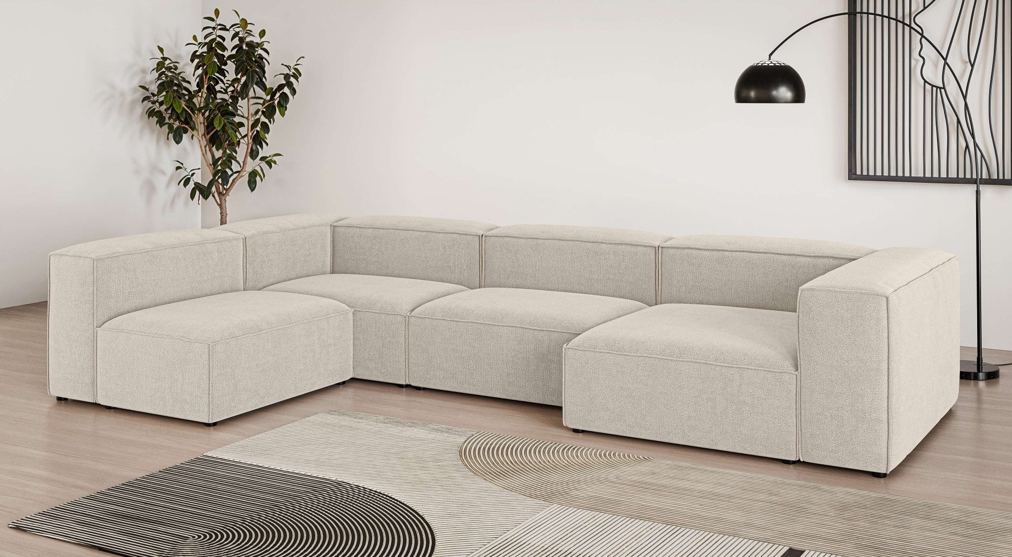 OTTO home Wohnlandschaft HAILY U-Form mit Ottomane links/rechts, Maße B/T/H: 360/200/72 cm, als Modul oder separat verwendbar, für …