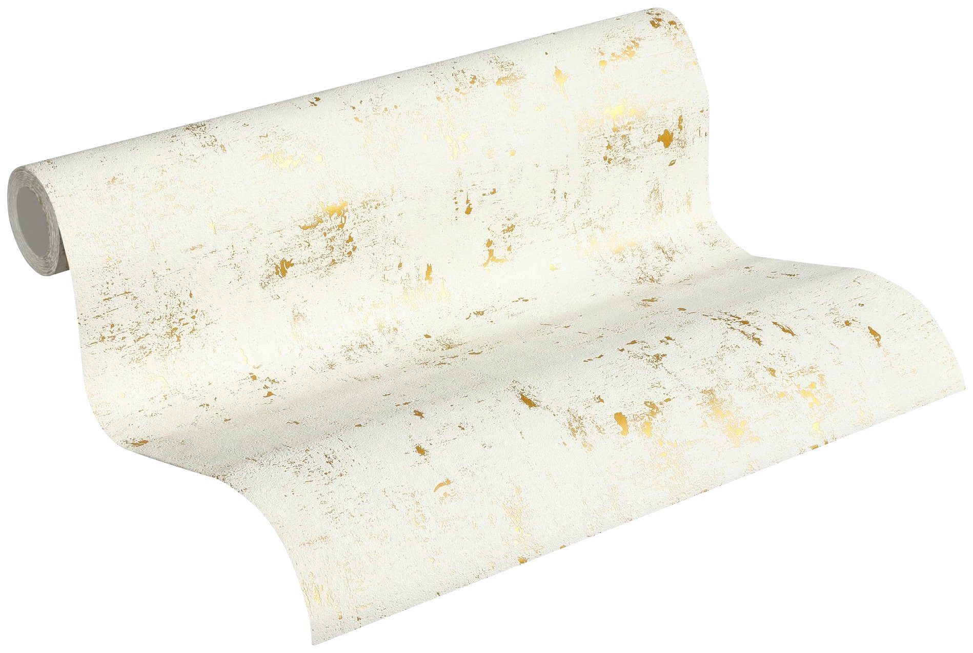 A.S. Création Vliestapete Blooming in Vintage Optik, strukturiert, uni, Uni Tapete Einfarbig Vintage