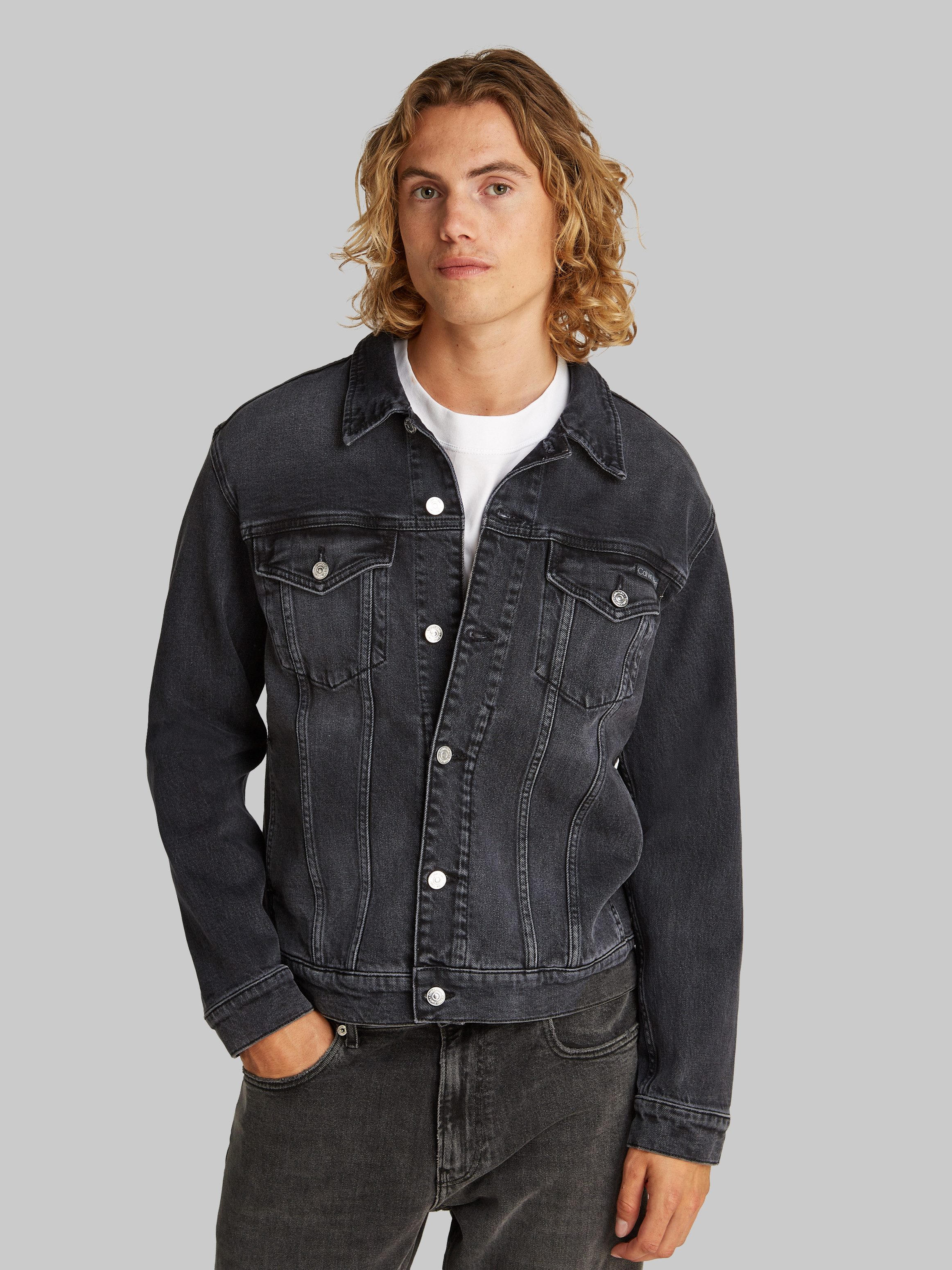 Calvin Klein Jeans Jeansjacke SLIM DENIM JACKET in schwarzer Waschung