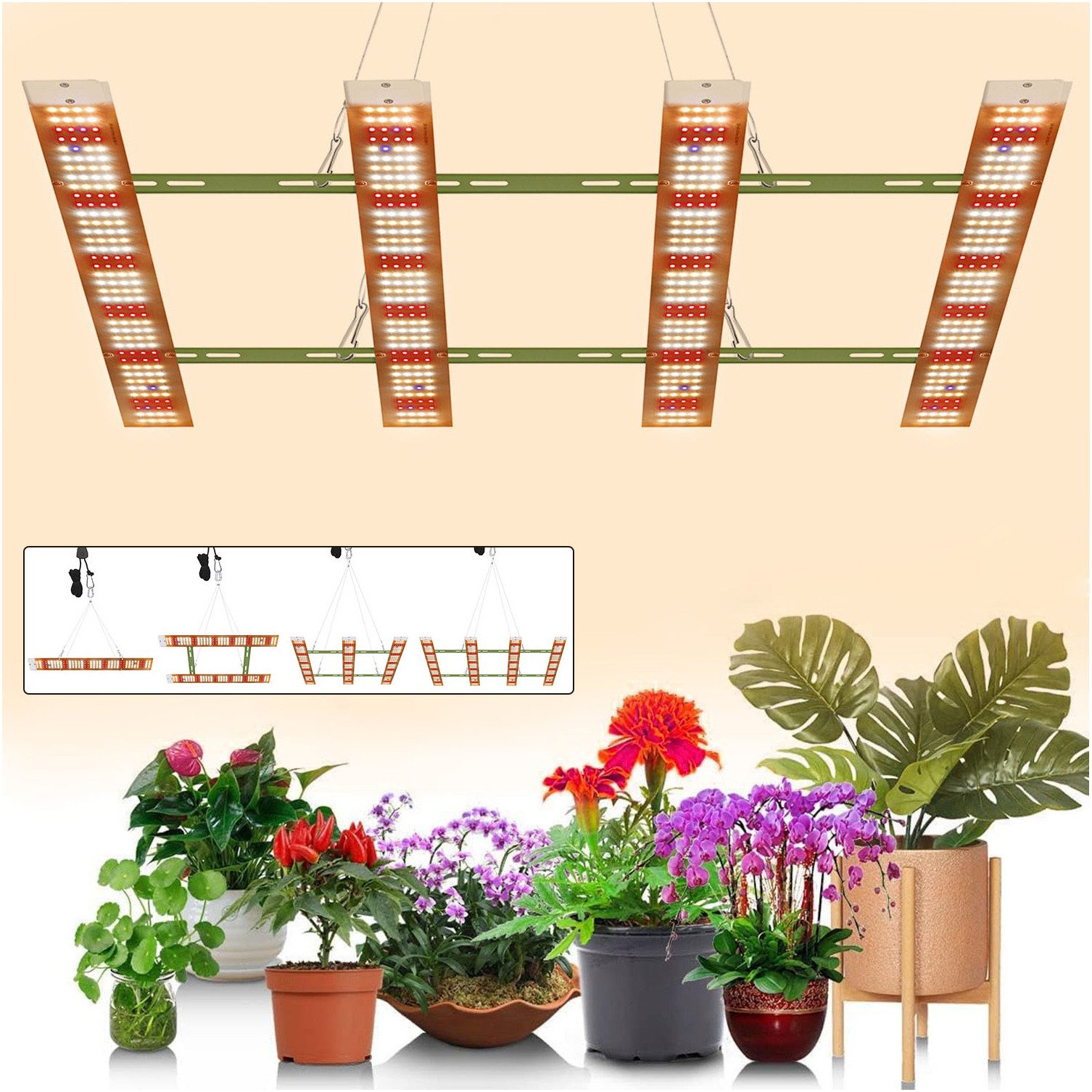 Jibenhome Pflanzenlampe LED Vollspektrum Pflanzenleuchte Hängend mit 4 Aufh günstig online kaufen