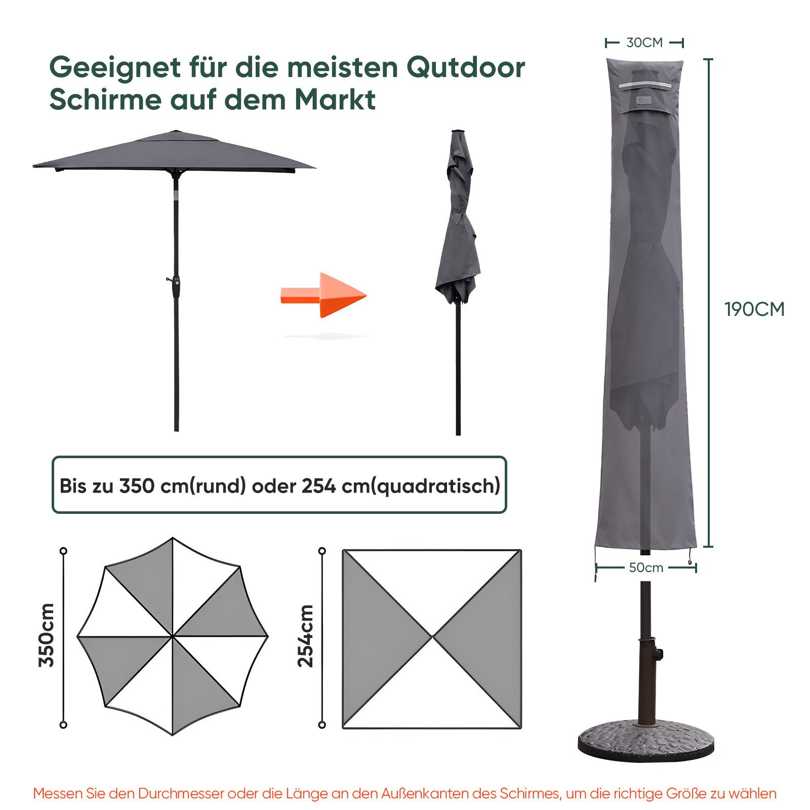 Sekey Sonnenschirm-Schutzhülle für Sonnenschirm bis Ø350cm günstig online kaufen