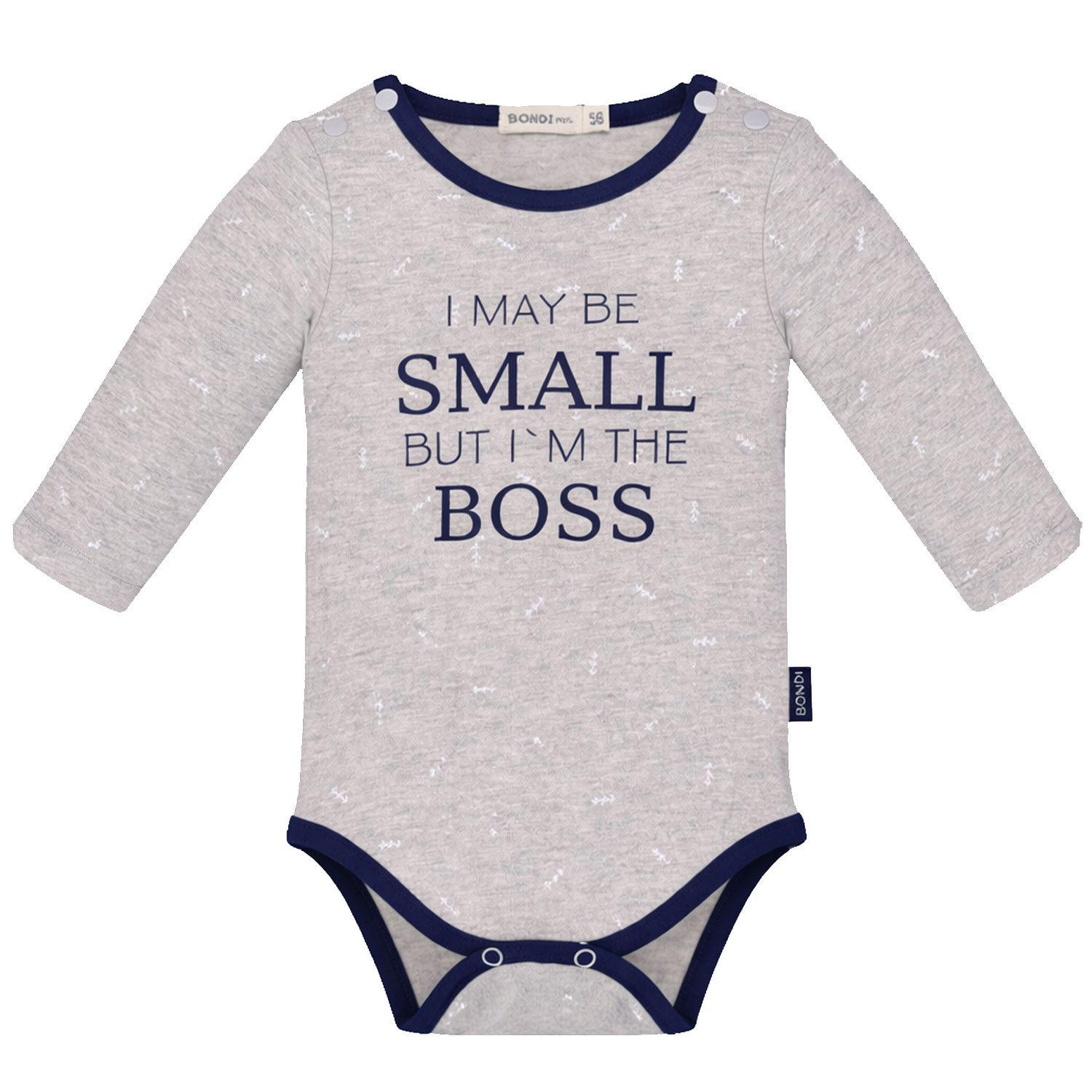 BONDI Body BONDI Baby Langarmbody 'Small Boss' 93682, Grau N