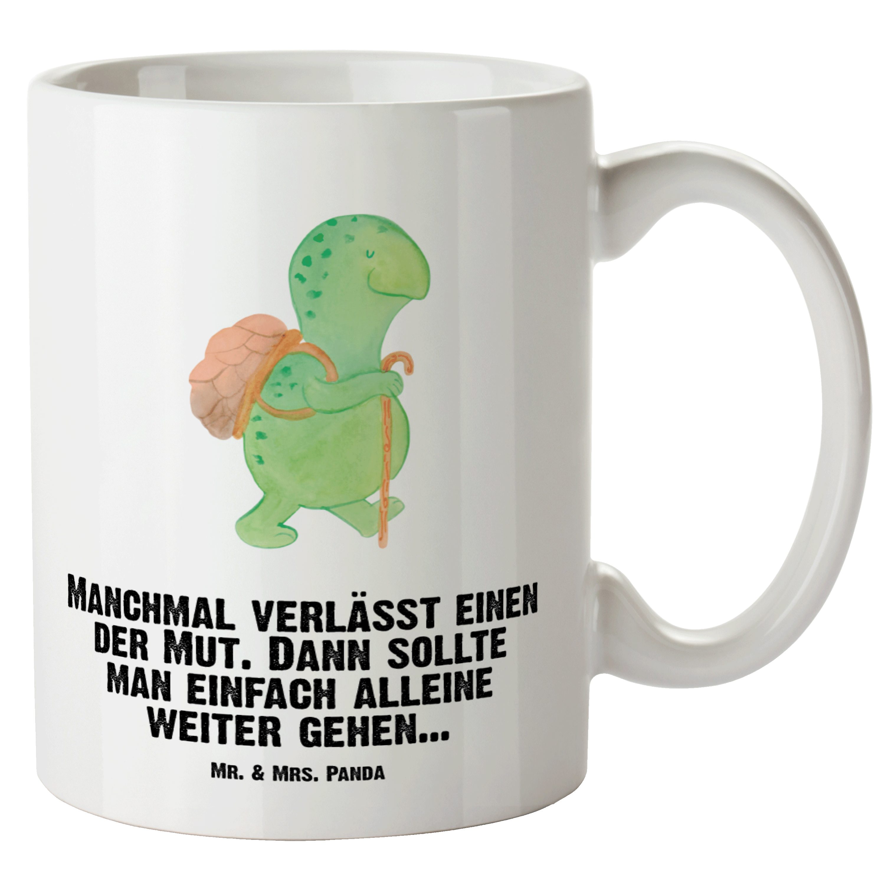 Mr. & Mrs. Panda Tasse Schildkröte Wanderer - Weiß - Geschenk, Große Tasse, XL Becher, Wande, XL Tasse Keramik