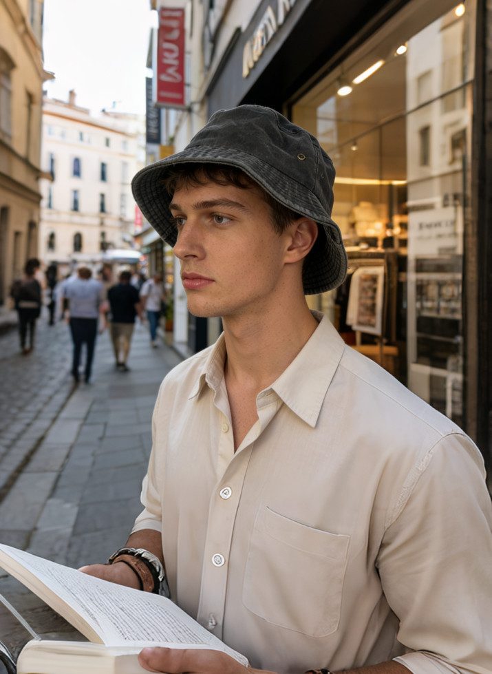 MIRROSI Fischerhut Herren auch als Sommerhut im Cowboy-Stil 100% Baumwolle (in used Look)