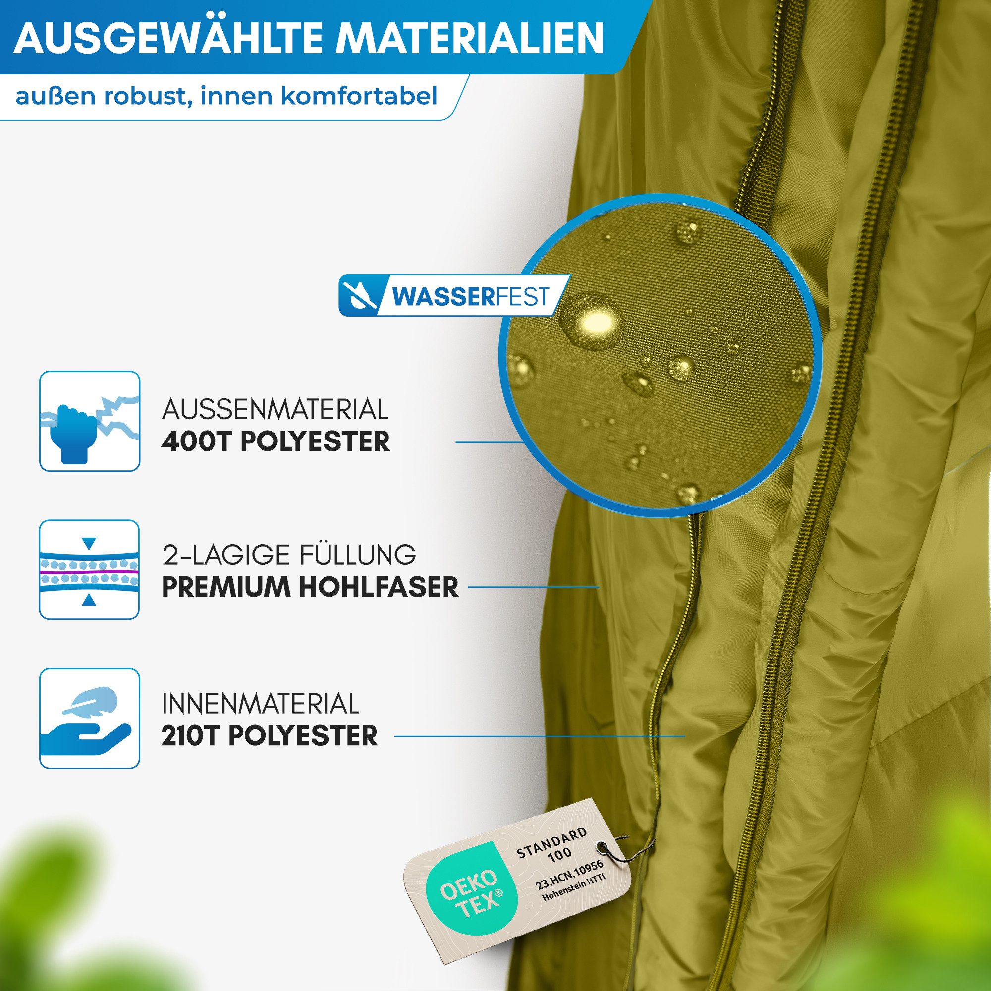 Nordmut Doppelschlafsack Deckenschlafsack XXL 2 Personen Camping Outdoor, warm, koppelbar (Spar-Set, 2 tlg., Nordmut Otra + Kompressionsbeutel), wasserabweisend – Bild 2 von 5