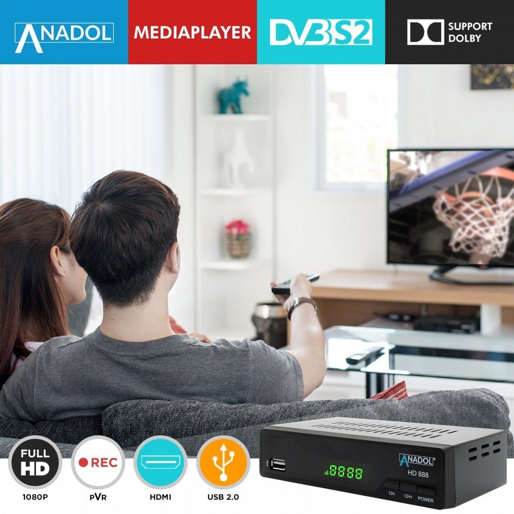 Anadol HD 888 Full inkl. SAT-Receiver Sat-Kabel HD