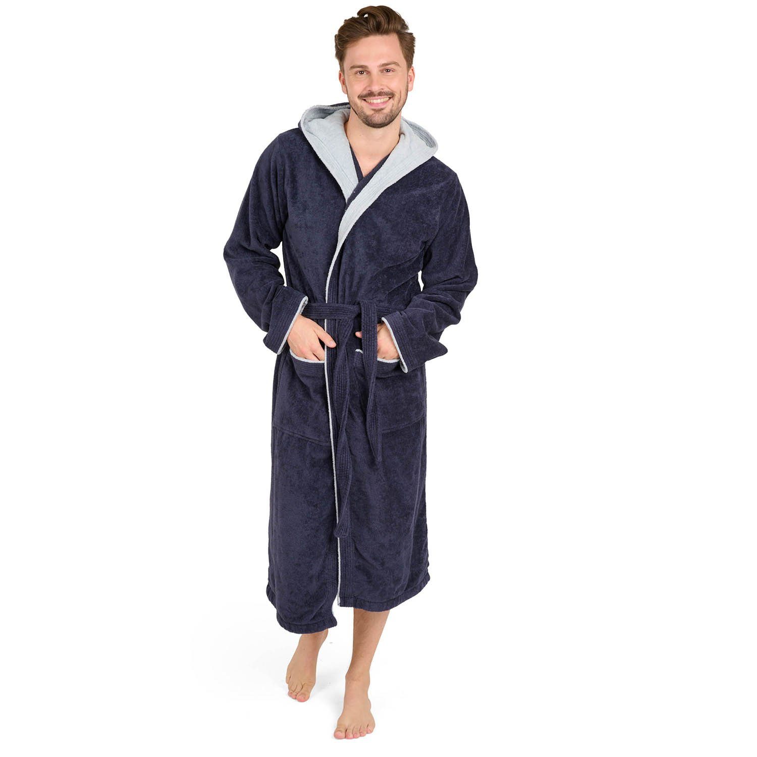 Blumtal Bademantel Herren, Baumwolle, mit gefütterter Kapuze, mit samtigen günstig online kaufen