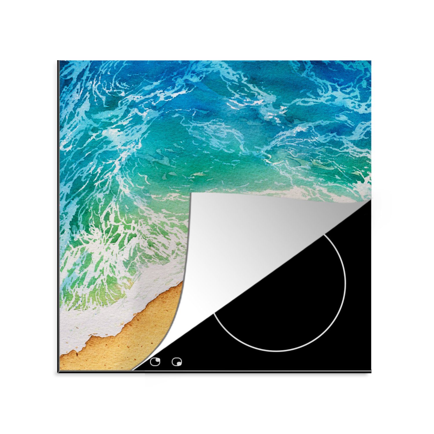 MuchoWow Herdblende-/Abdeckplatte Meer (1 Ceranfeldabdeckung, - Strand cm, Golf, küche Arbeitsplatte Vinyl, 78x78 für tlg), 