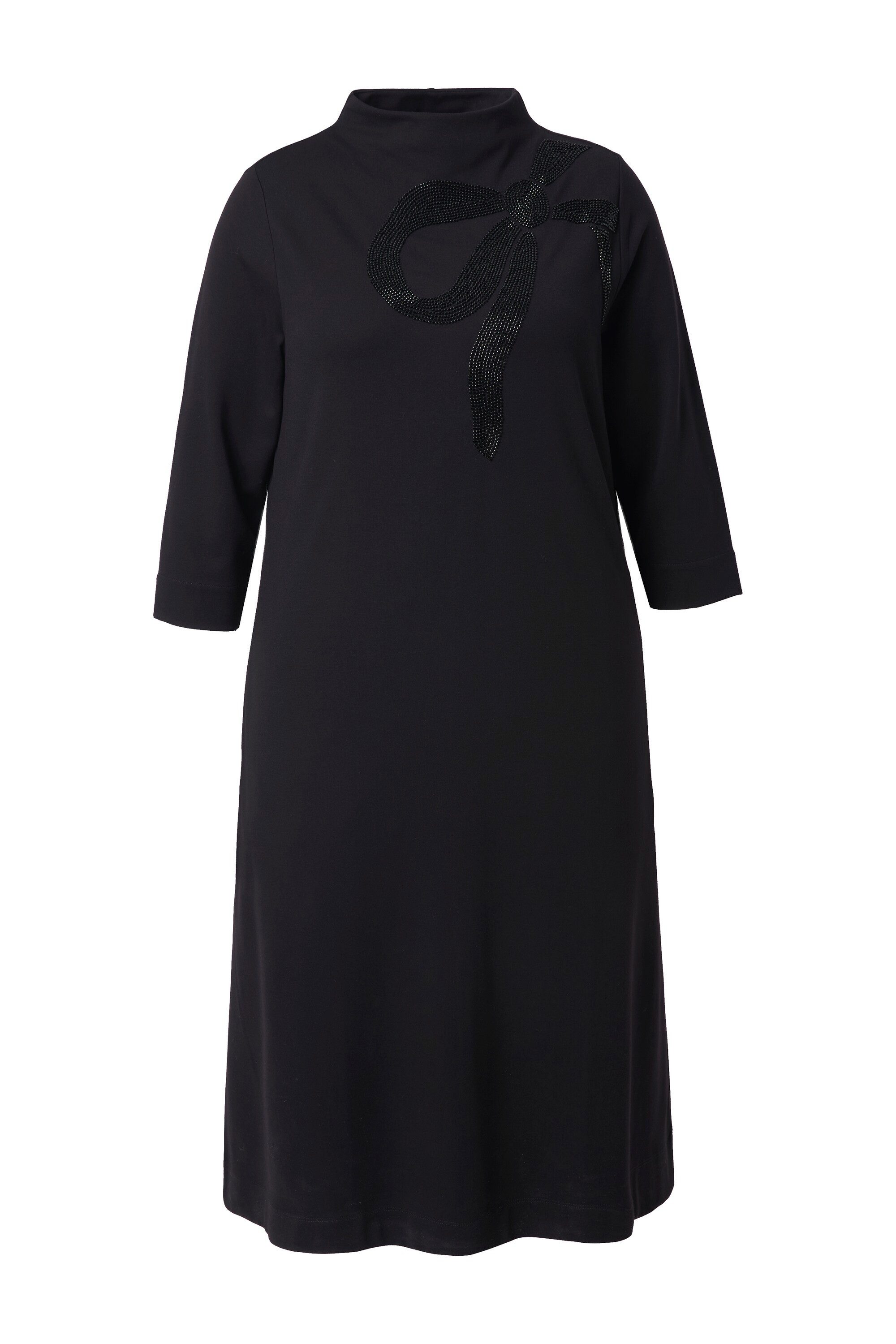 Ulla Popken Midikleid Punto-Midikleid Perlen A-Linie Stehkragen 3/4-Arm günstig online kaufen