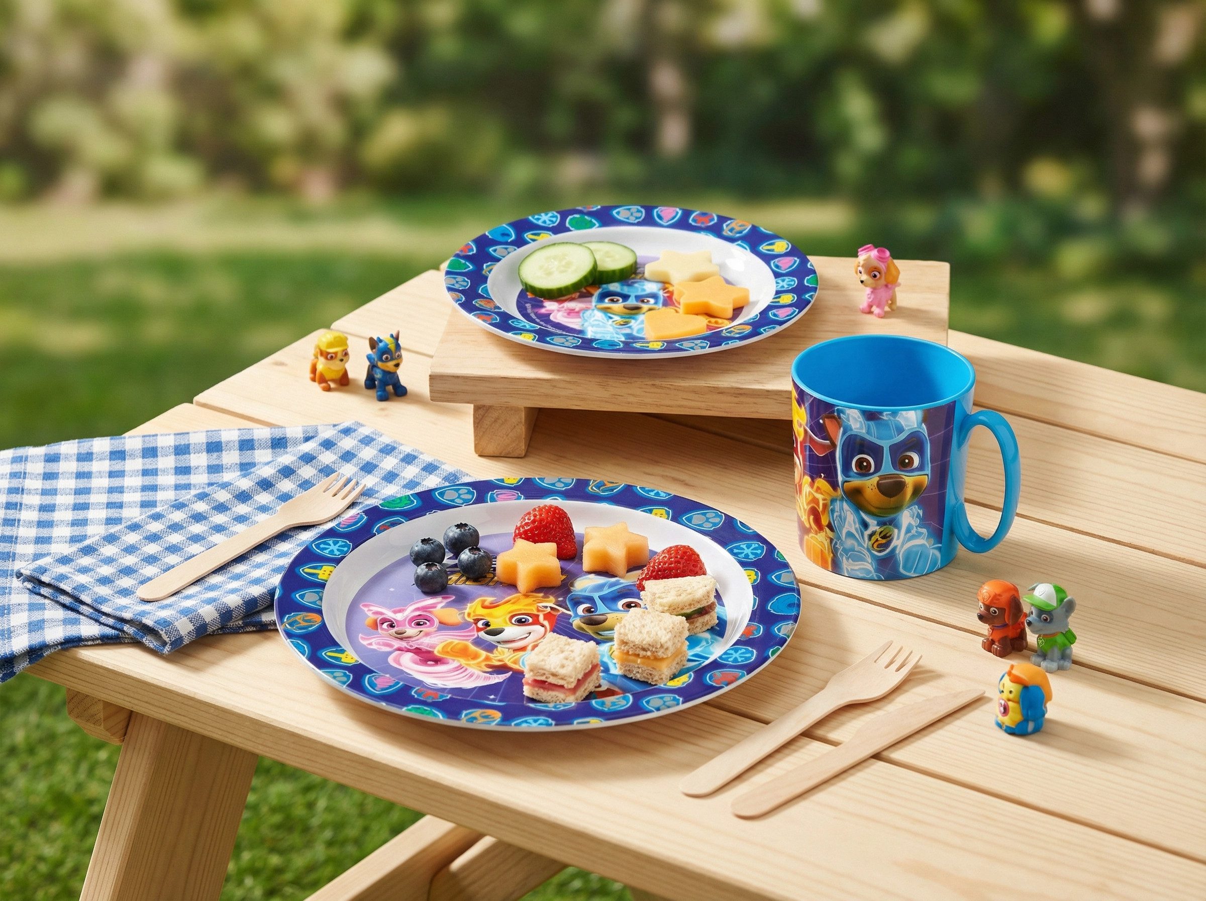 PAW PATROL Kindergeschirr-Set Paw Patrol Kinder Geschirr-Set 3 teilig (3-tlg), 1 Personen, Kuststoff, Becher Teller Schüssel - Chase Skye